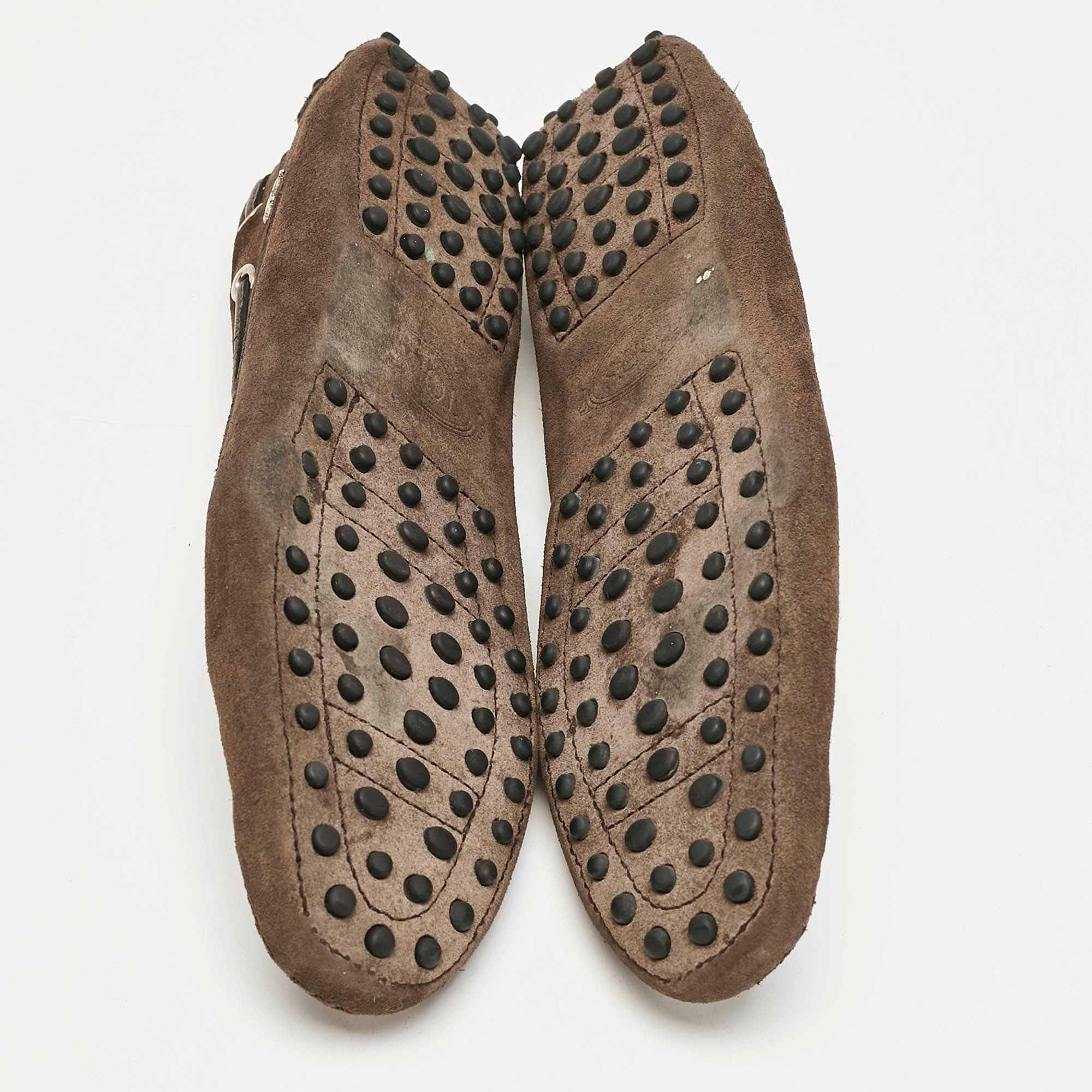 Tod's For Ferrari Brown Suede Bow Slip On Loafers