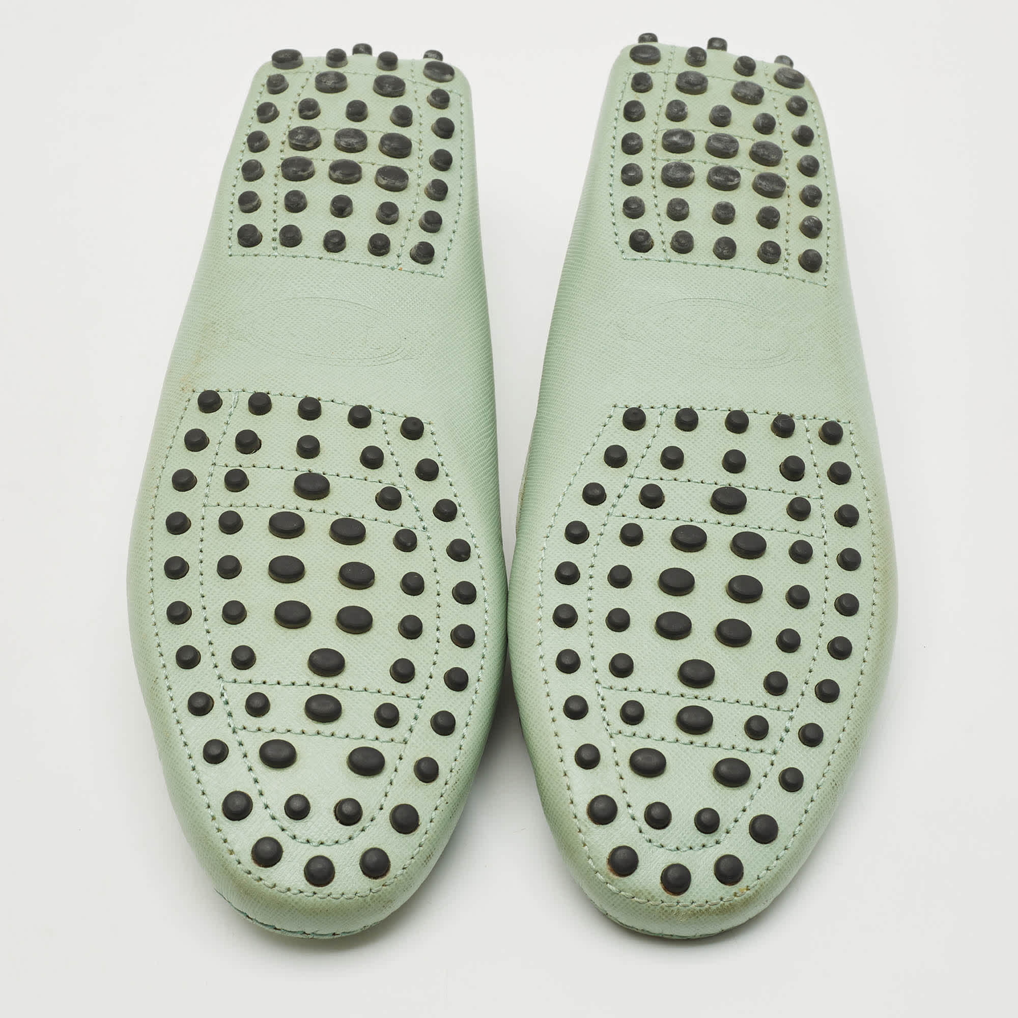 Tod's Green Leather Gommino Slip On Loafers