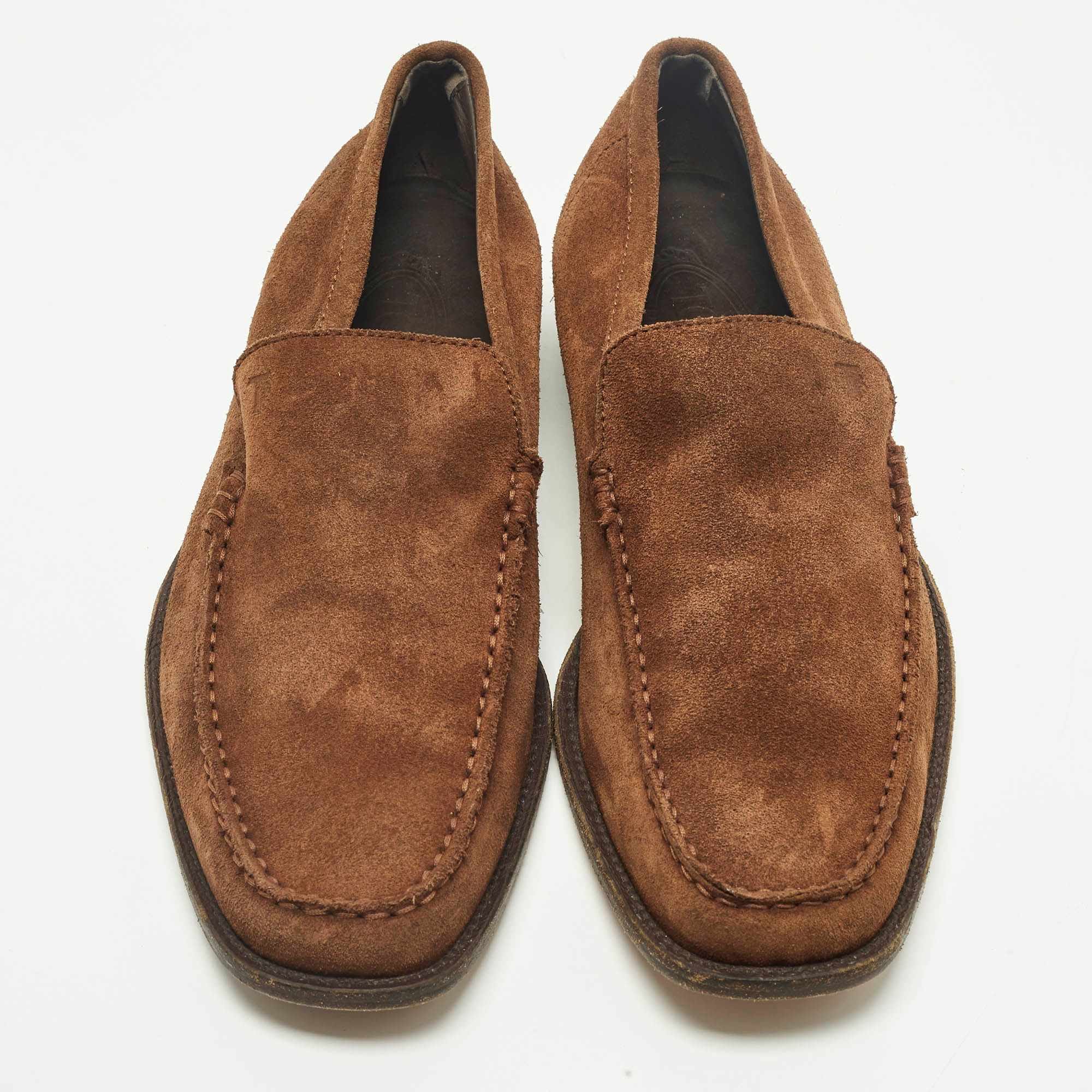 Tod's Size 41.5 Brown Suede Penny Loafers