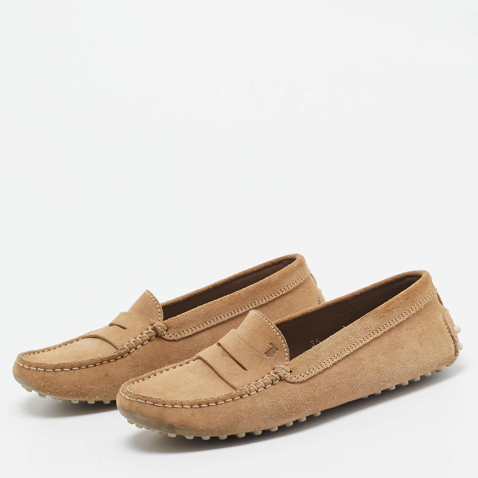 Tod's Light Brown Suede Penny Loafers