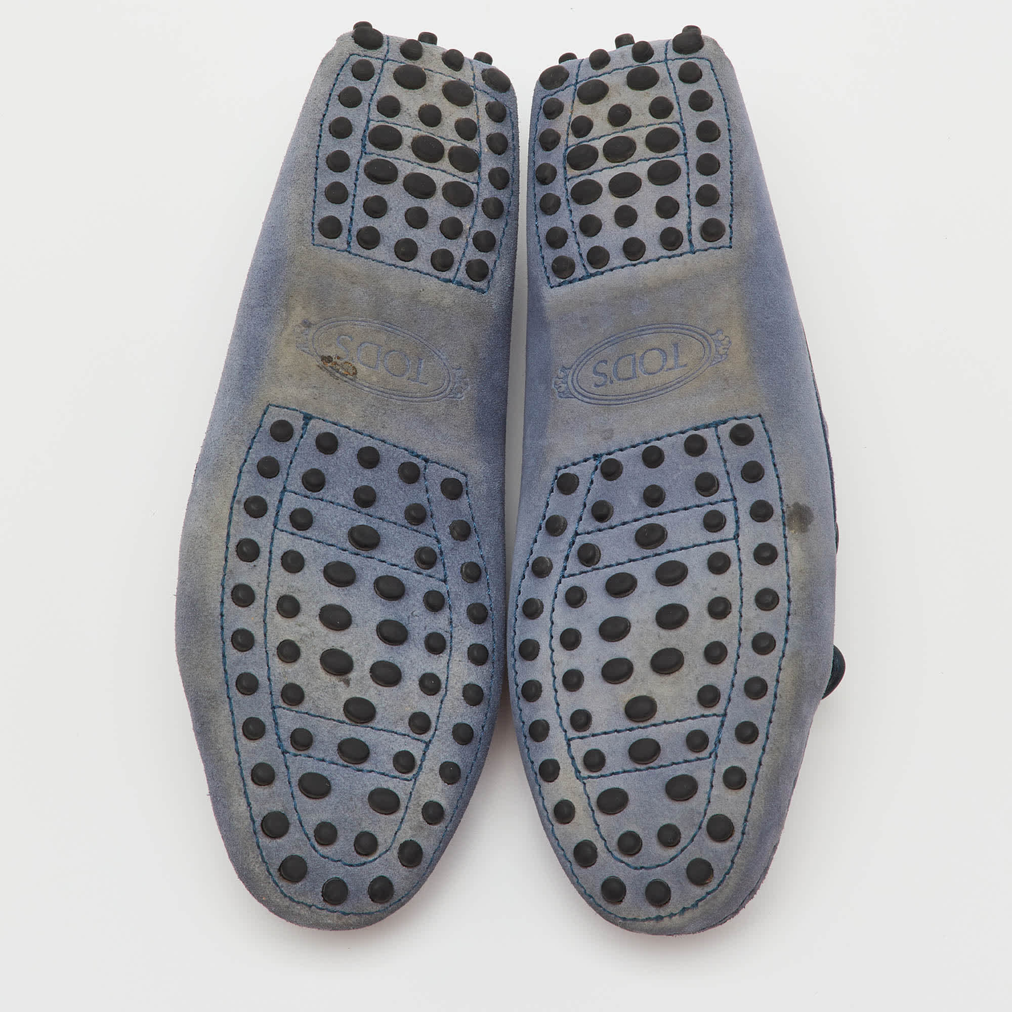 Tod's Blue Suede Gommino Bow Slip On Loafers