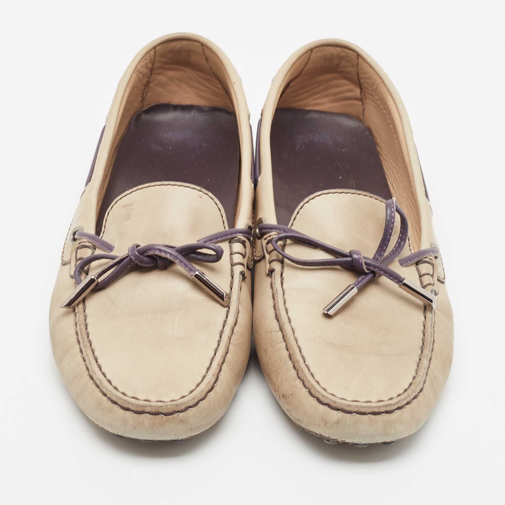 Tod's Grey Leather Slip On Loafers