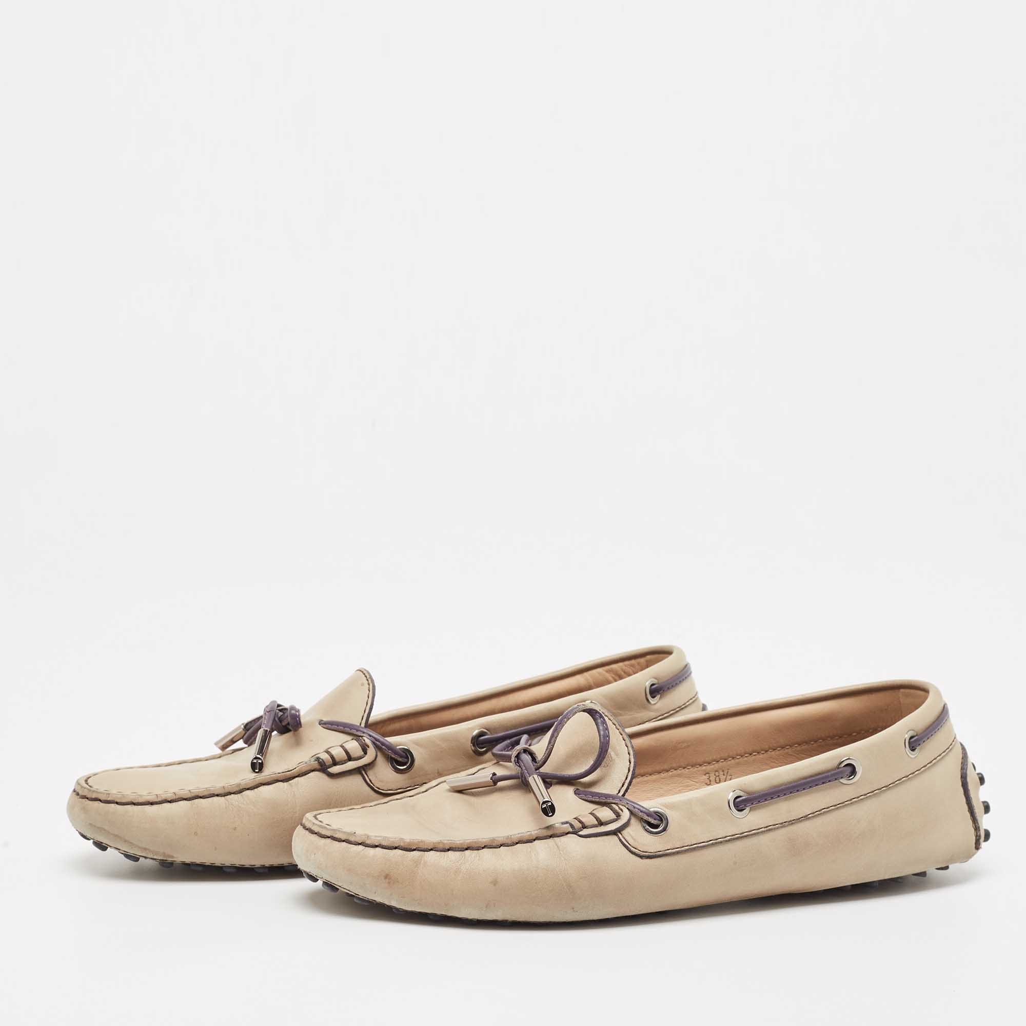 Tod's Grey Leather Slip On Loafers