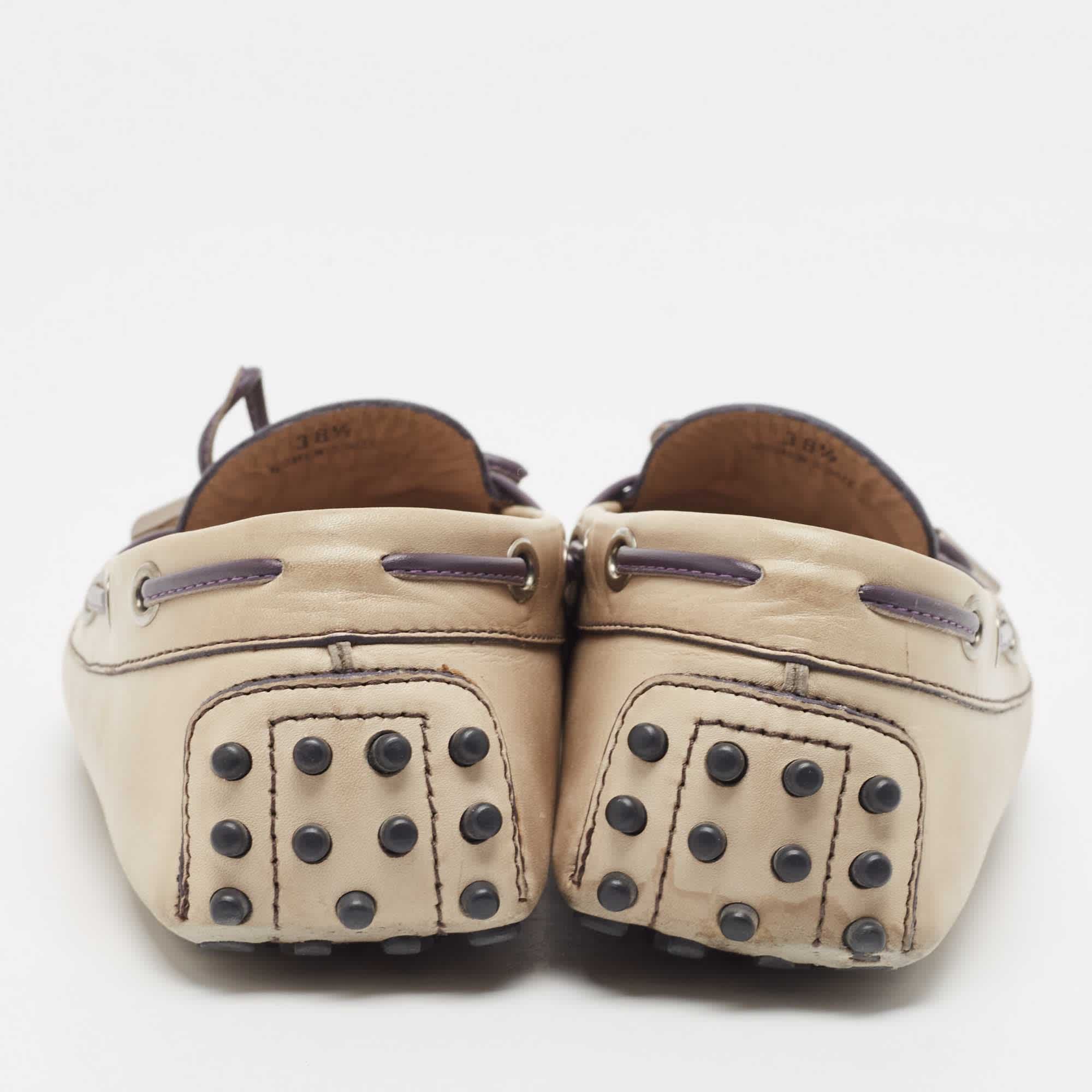 Tod's Grey Leather Slip On Loafers