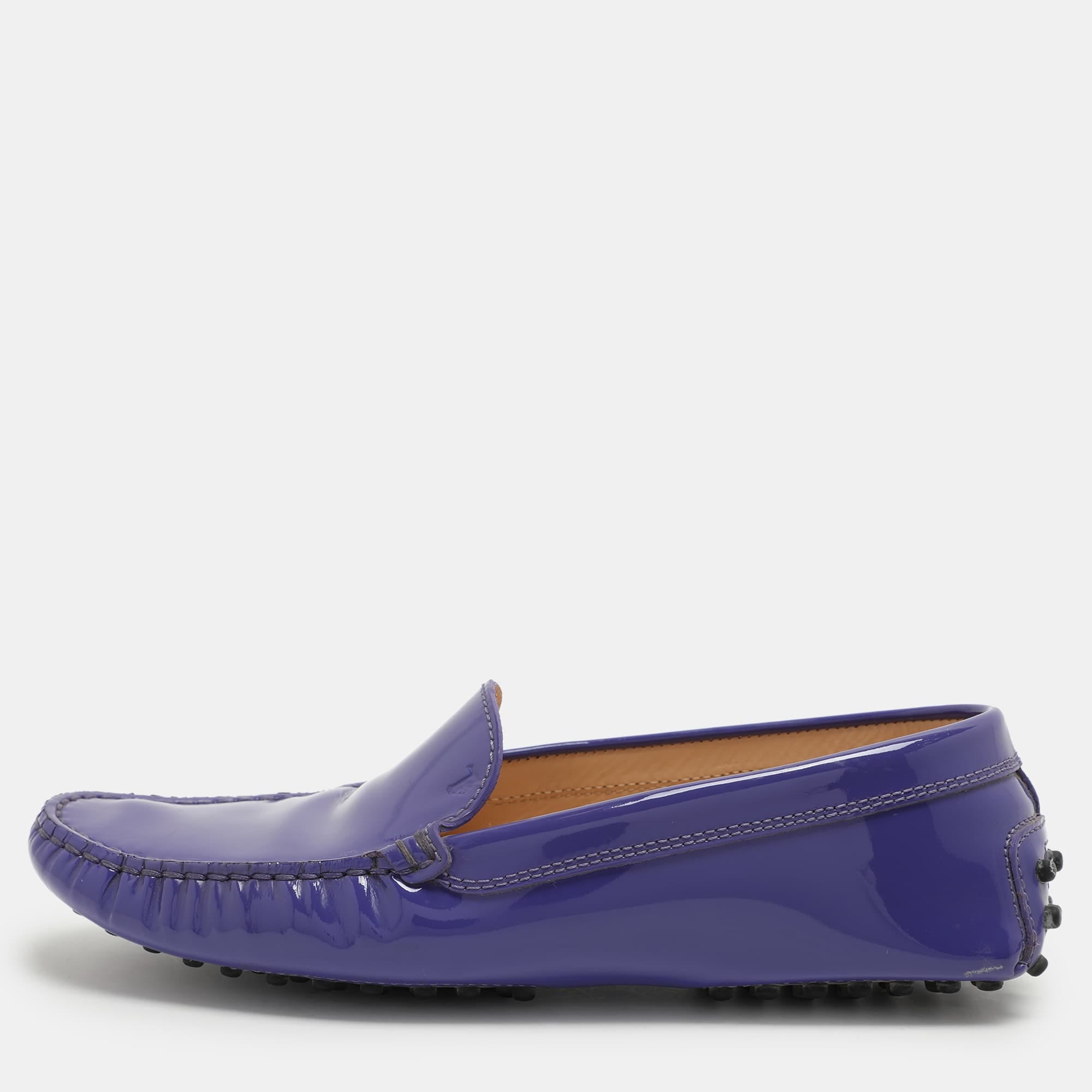 Tod's Purple Patent Leather Slip On Loafers