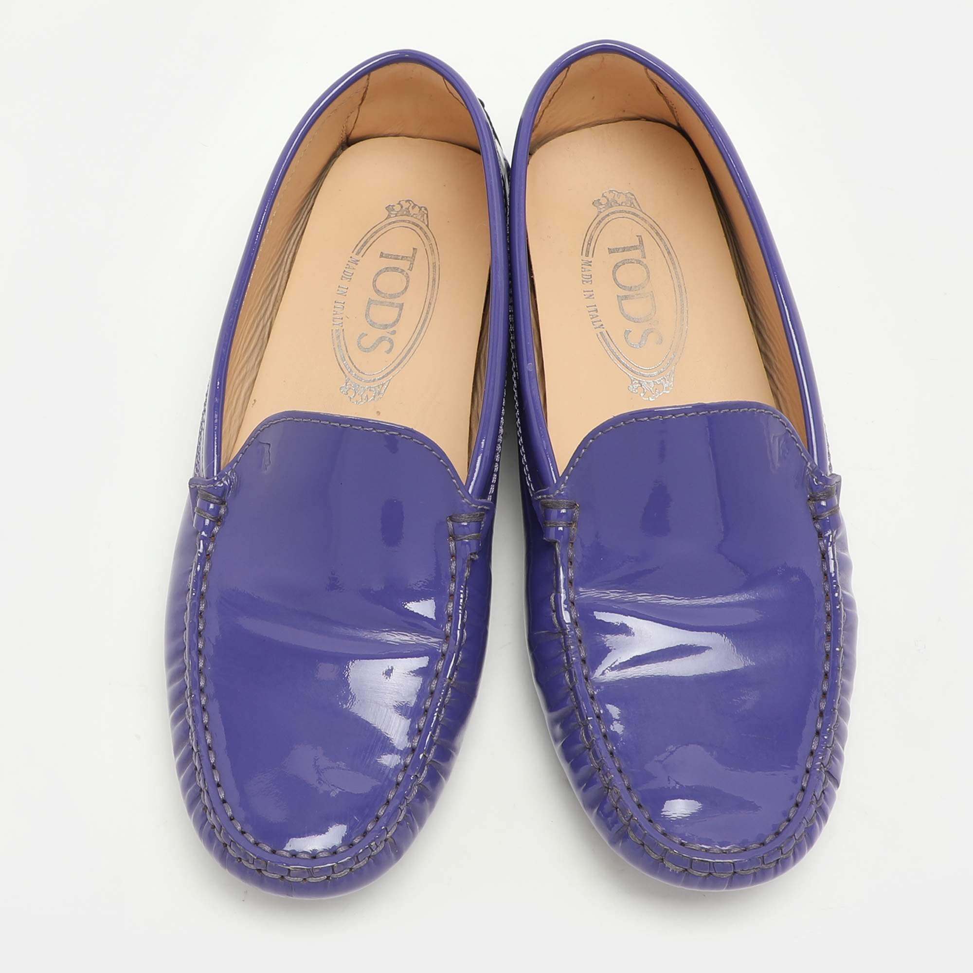 Tod's Purple Patent Leather Slip On Loafers