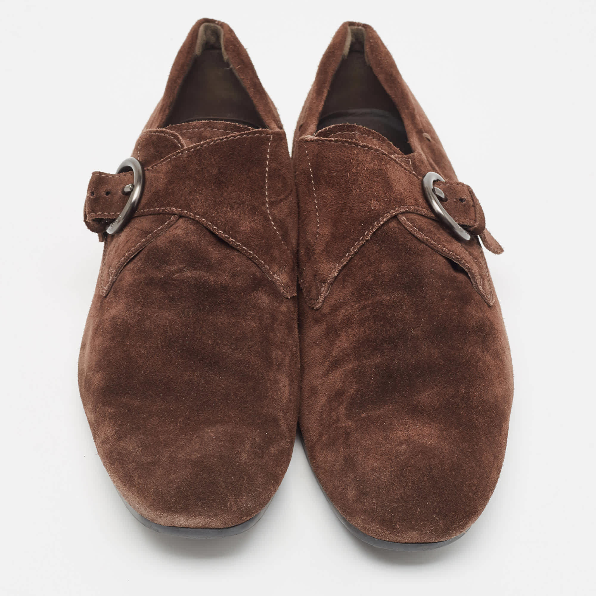 Tod's Brown Suede Monk Strap Derby Loafers