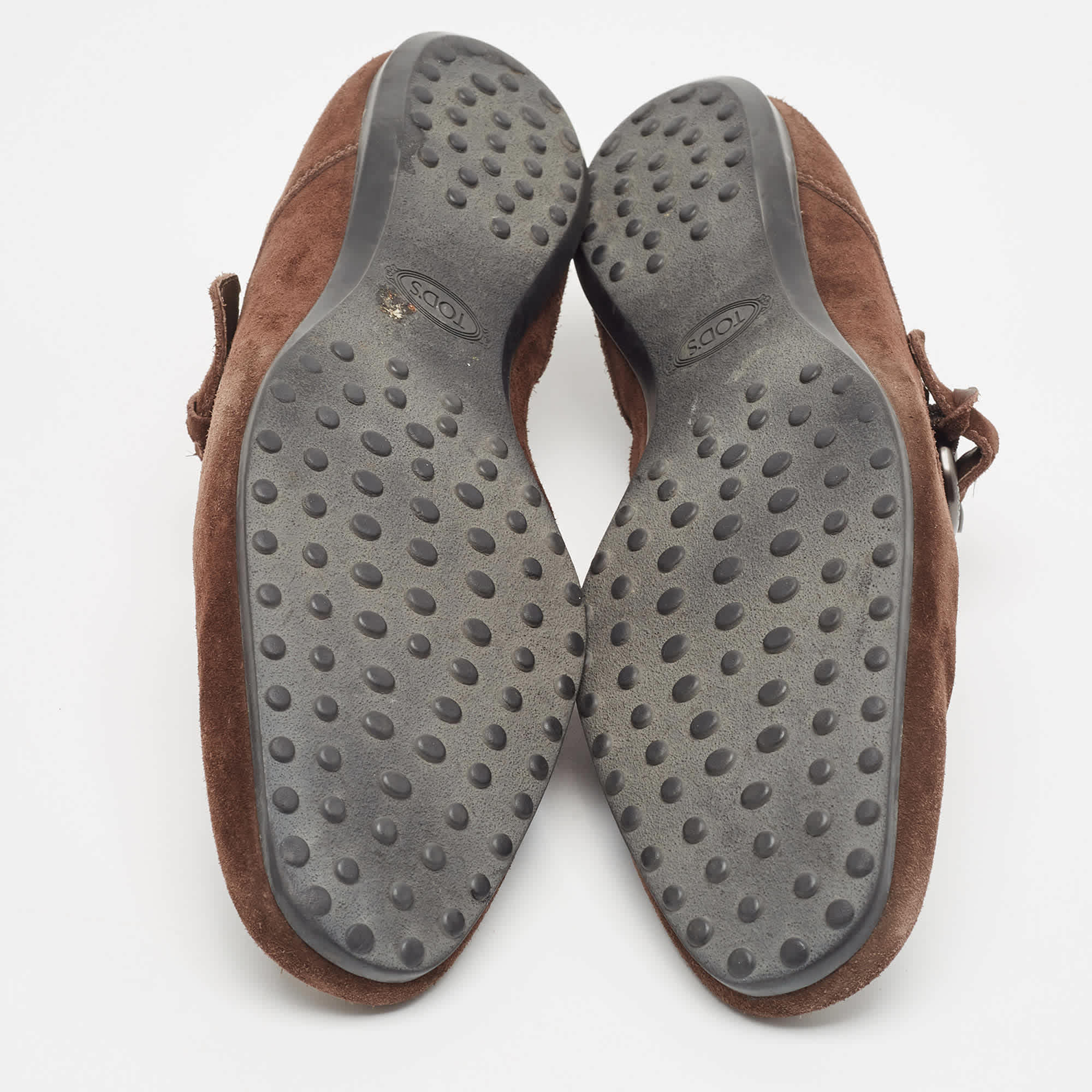 Tod's Brown Suede Monk Strap Derby Loafers