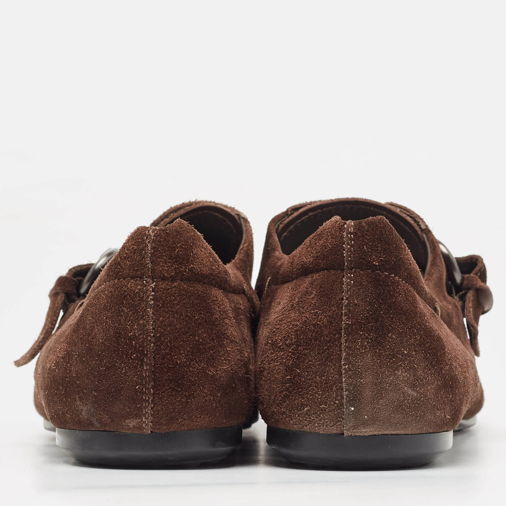 Tod's Brown Suede Monk Strap Derby Loafers