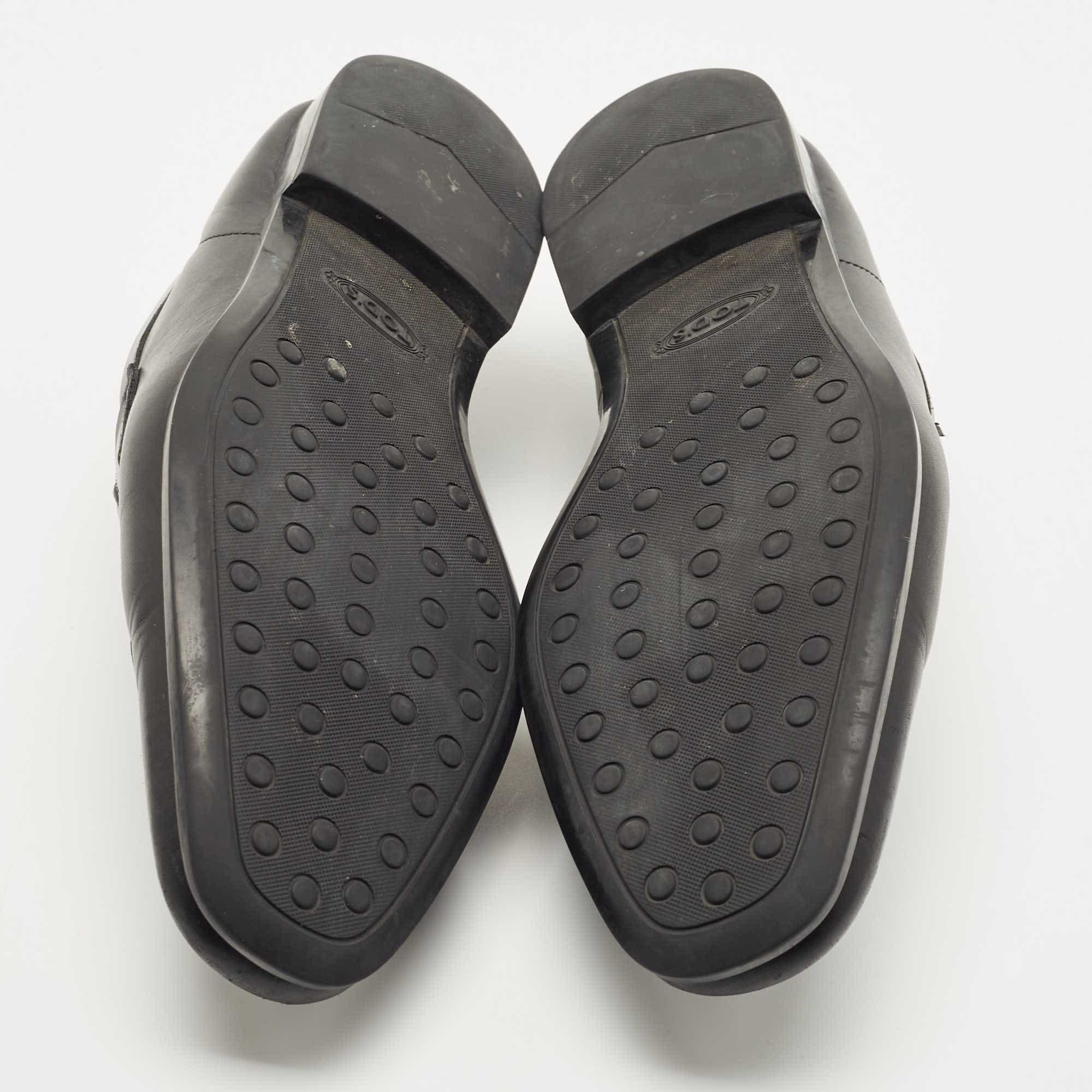 Tod's Black Leather Slip On Loafers