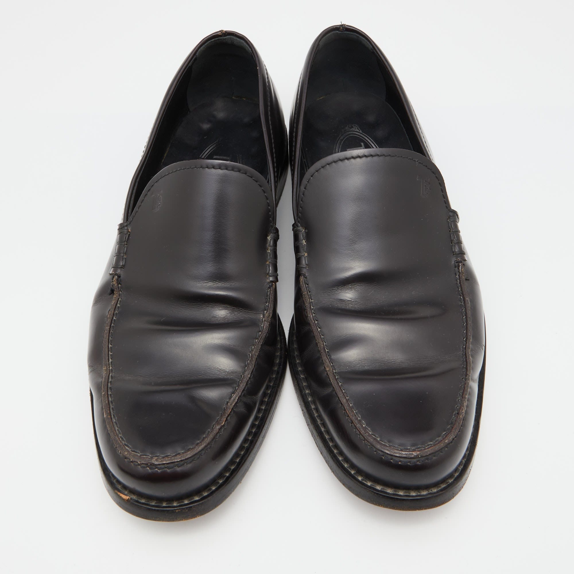 Tod's Dark Brown Leather Slip On Loafers
