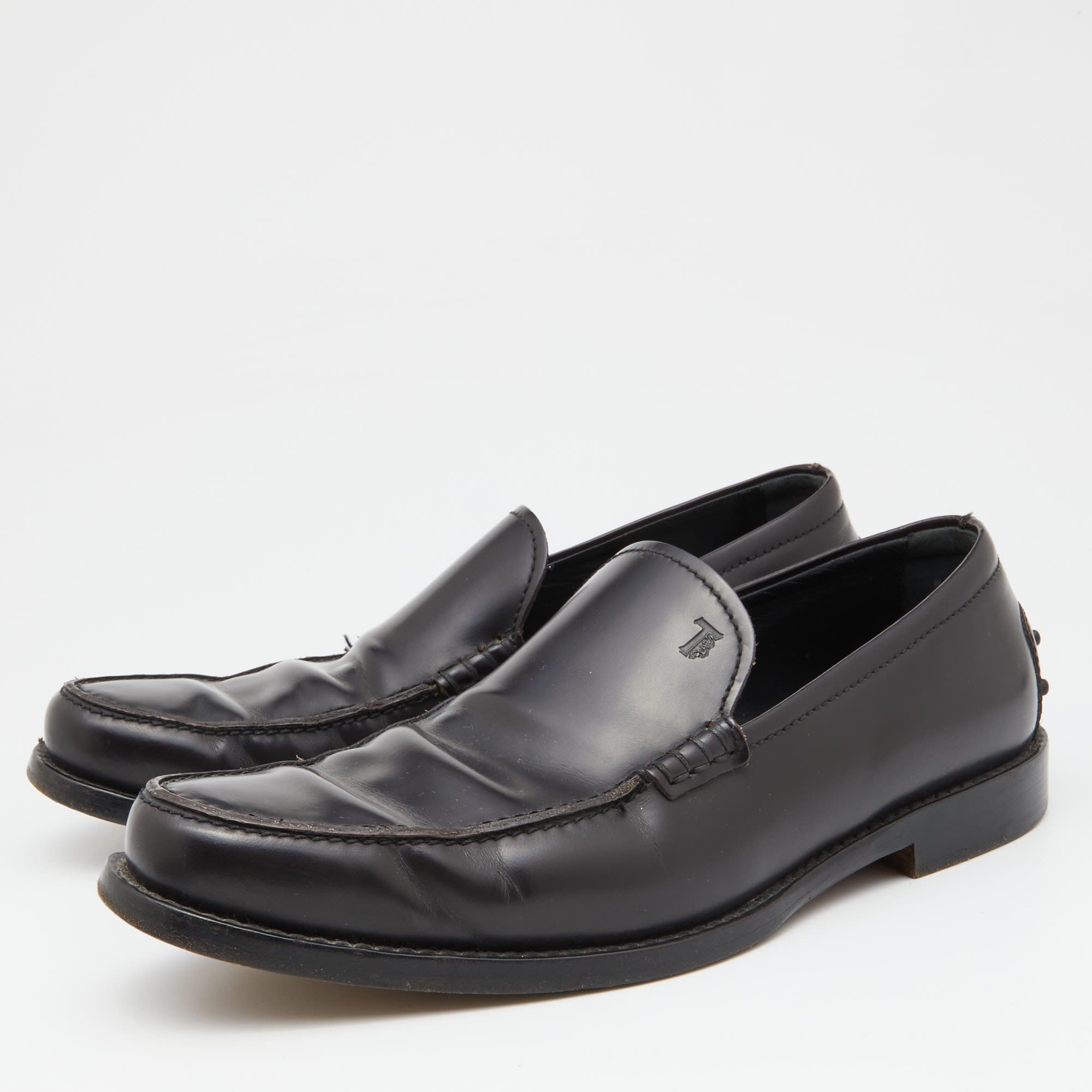 Tod's Dark Brown Leather Slip On Loafers