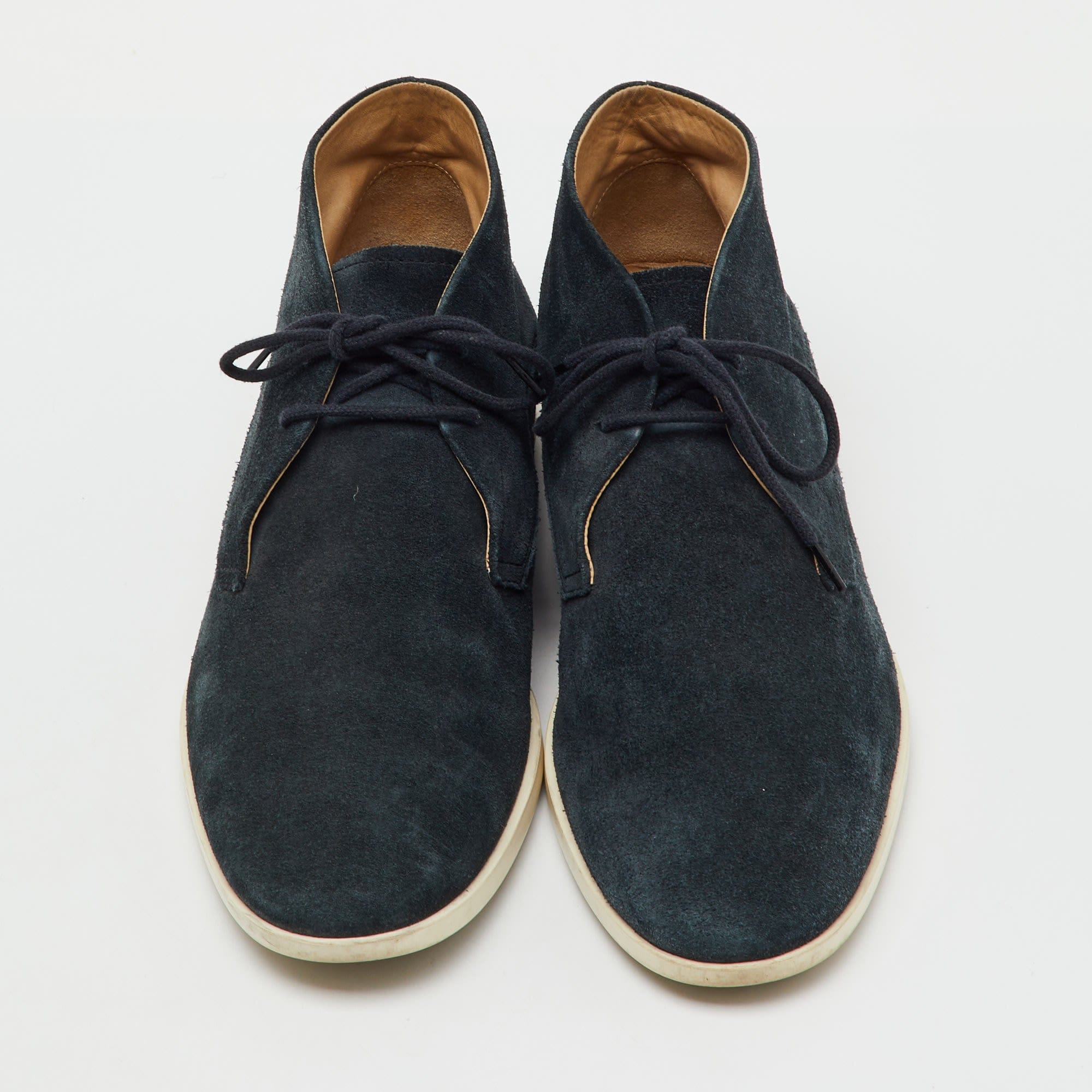 Tod's Deep Blue Suede Lace Up Ankle Boots