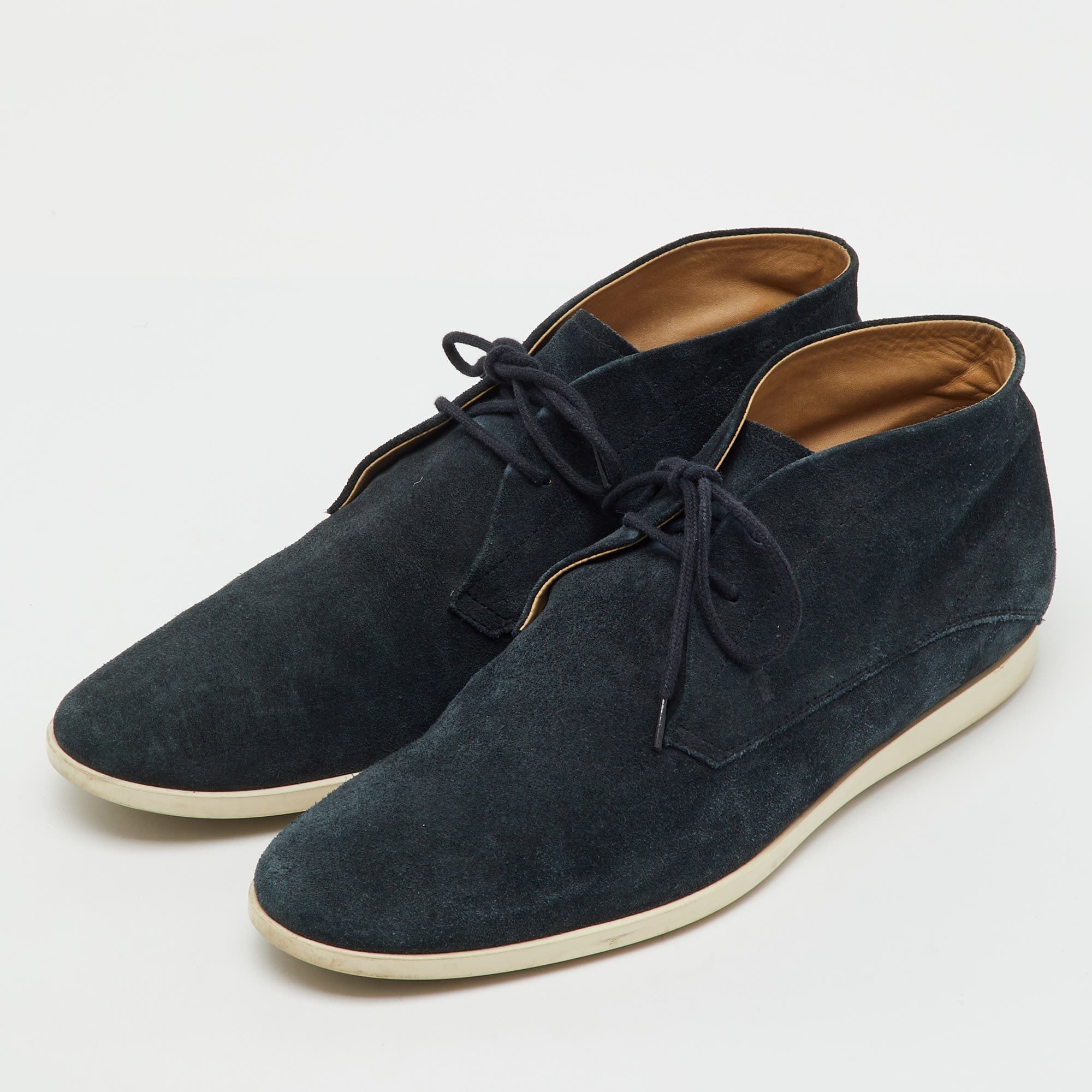 Tod's Deep Blue Suede Lace Up Ankle Boots