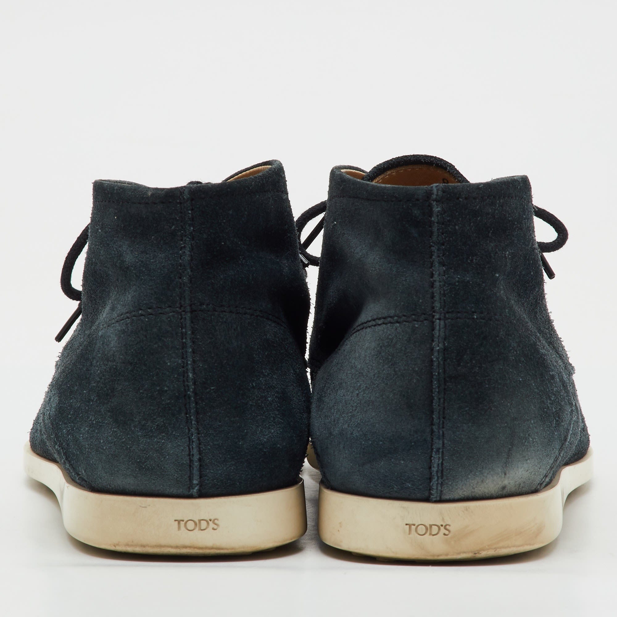 Tod's Deep Blue Suede Lace Up Ankle Boots