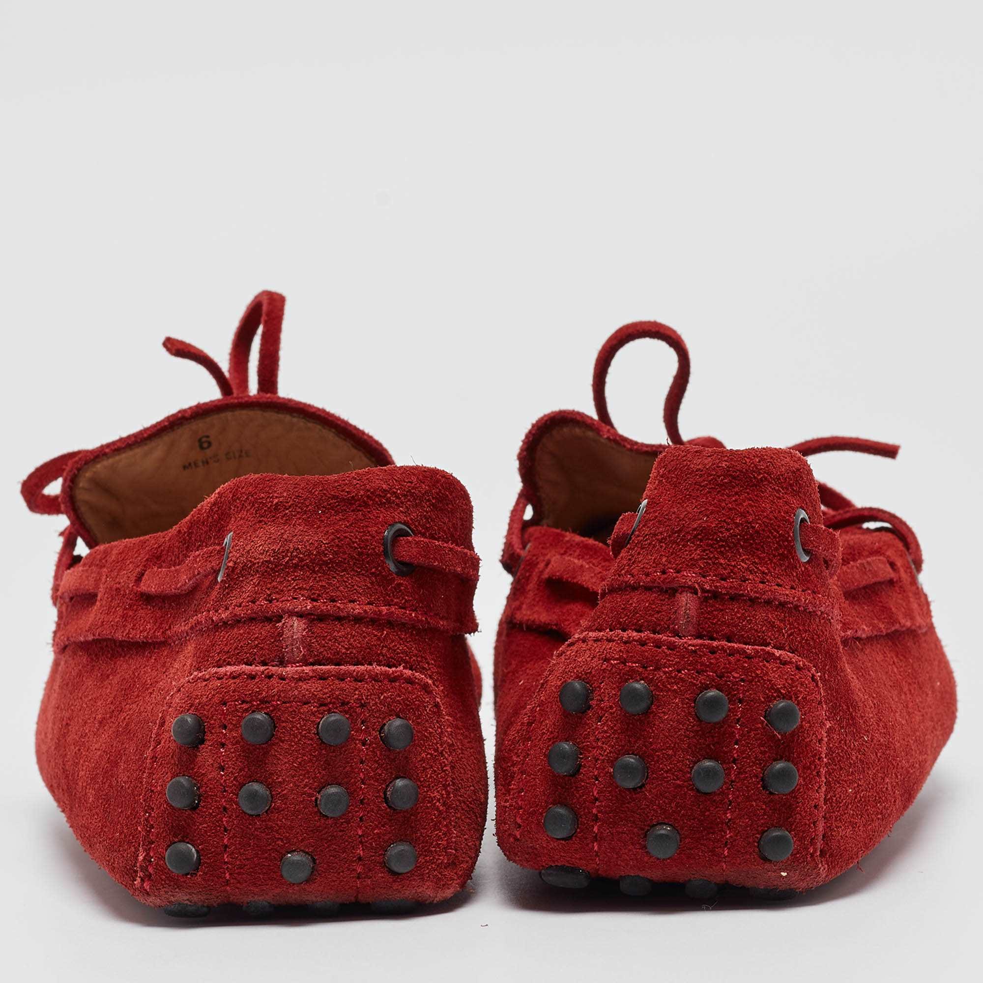 Tod's Red Suede Slip On Loafers