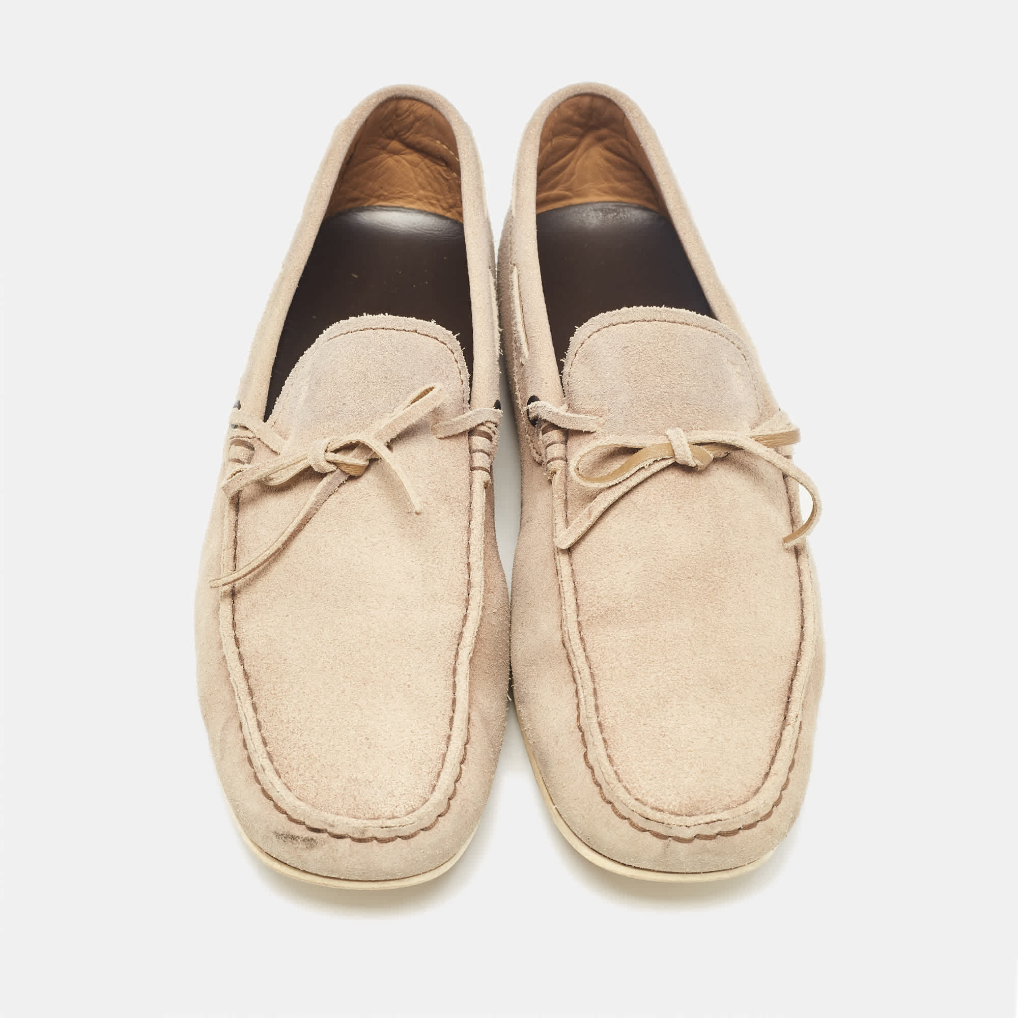 Tod's Beige Suede Bow Loafers