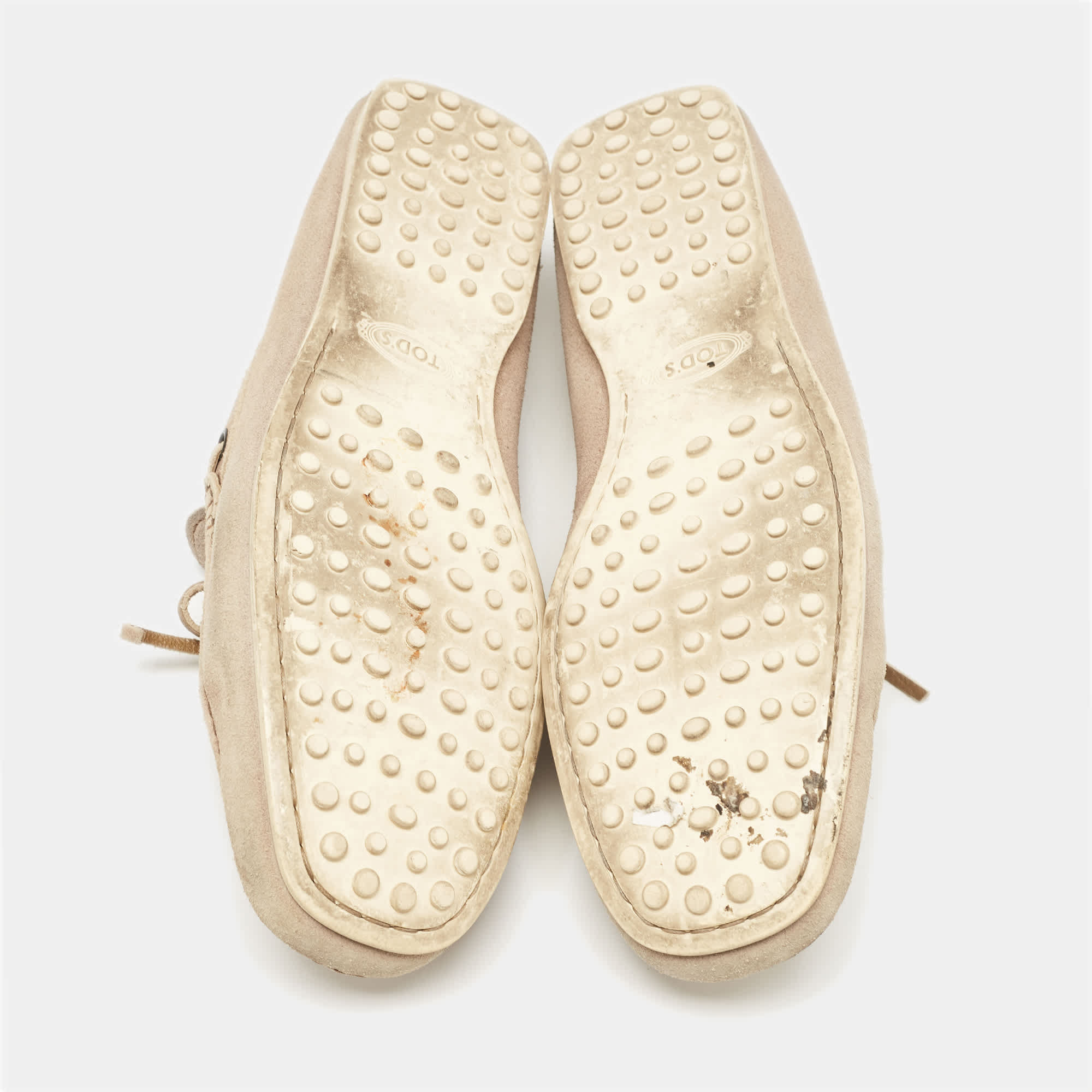 Tod's Beige Suede Bow Loafers