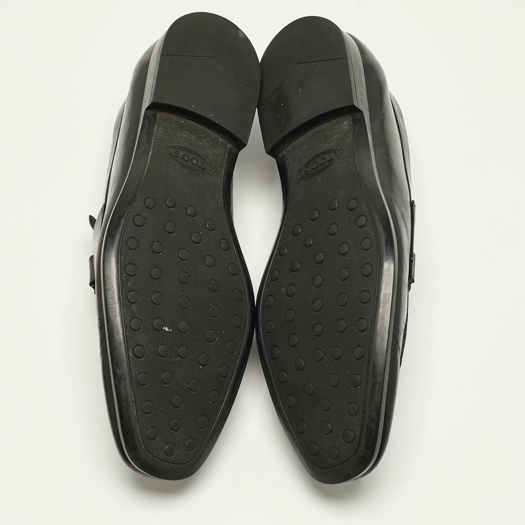 Tod's Black Leather Slip On Penny Loafers