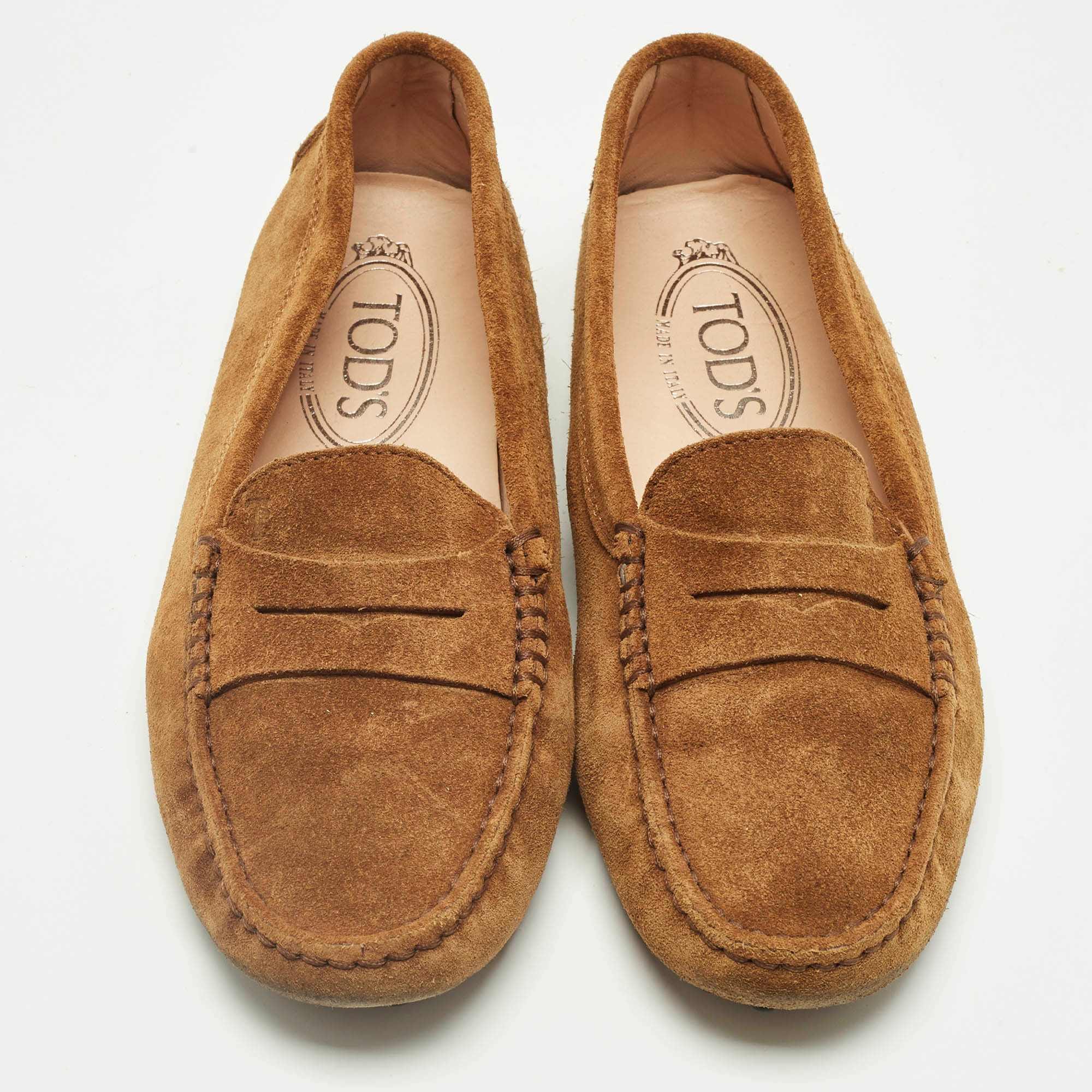 Tod's Brown Suede Penny Loafers