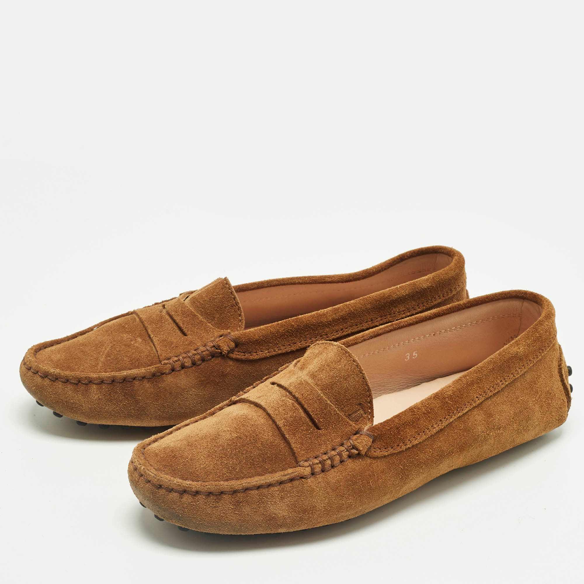 Tod's Brown Suede Penny Loafers