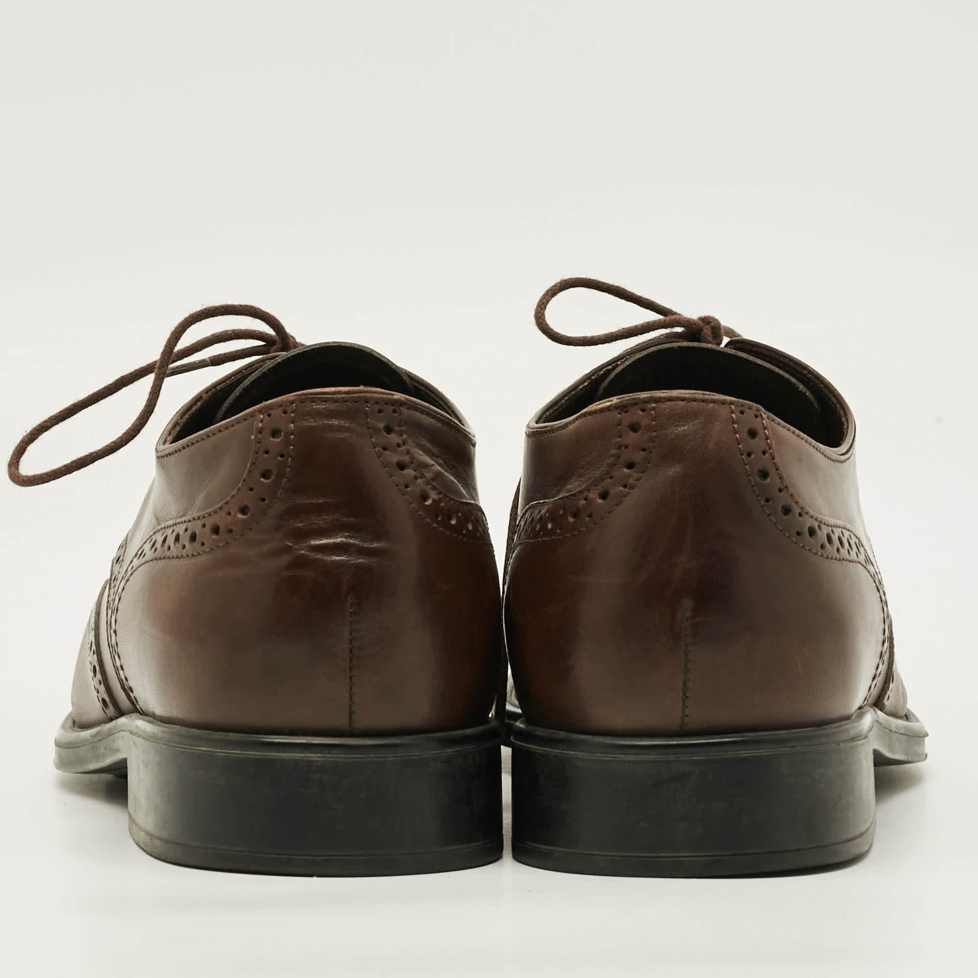 Tod's Size 43 Dark Brown Brogue Leather Lace Up Derby