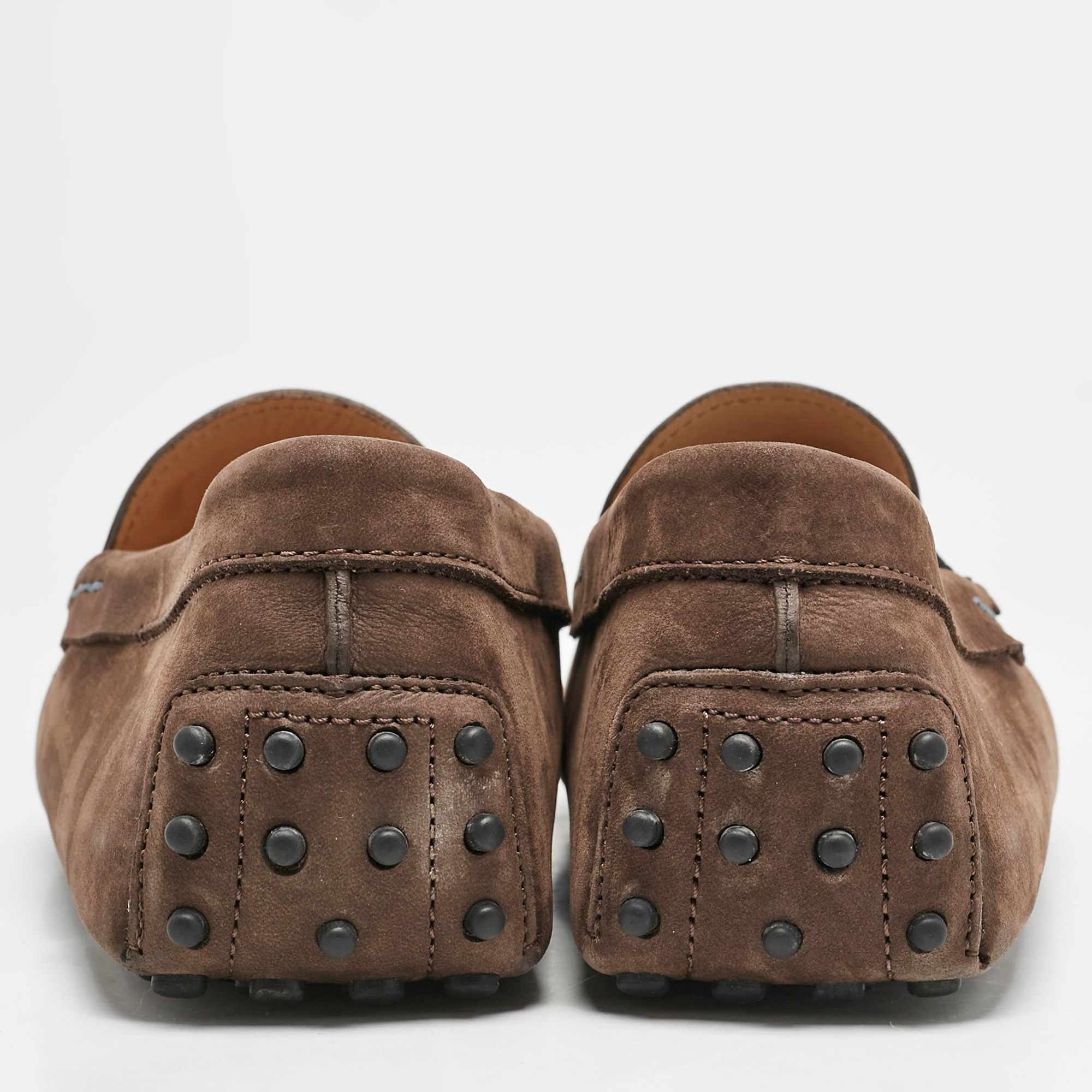 Tod's Dark Brown/blue Nubuck Bow Slip On Loafers