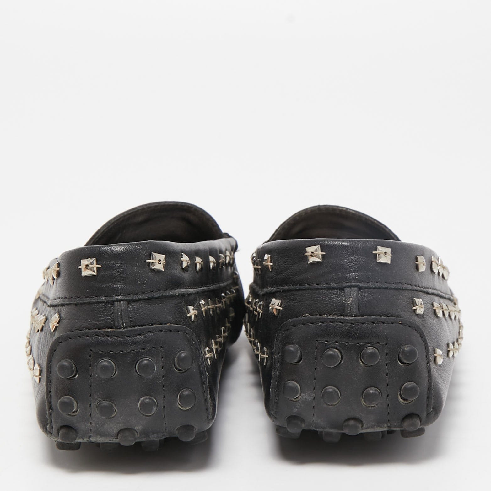 Tod's Black Leather Crystal Embellished Penny Loafers