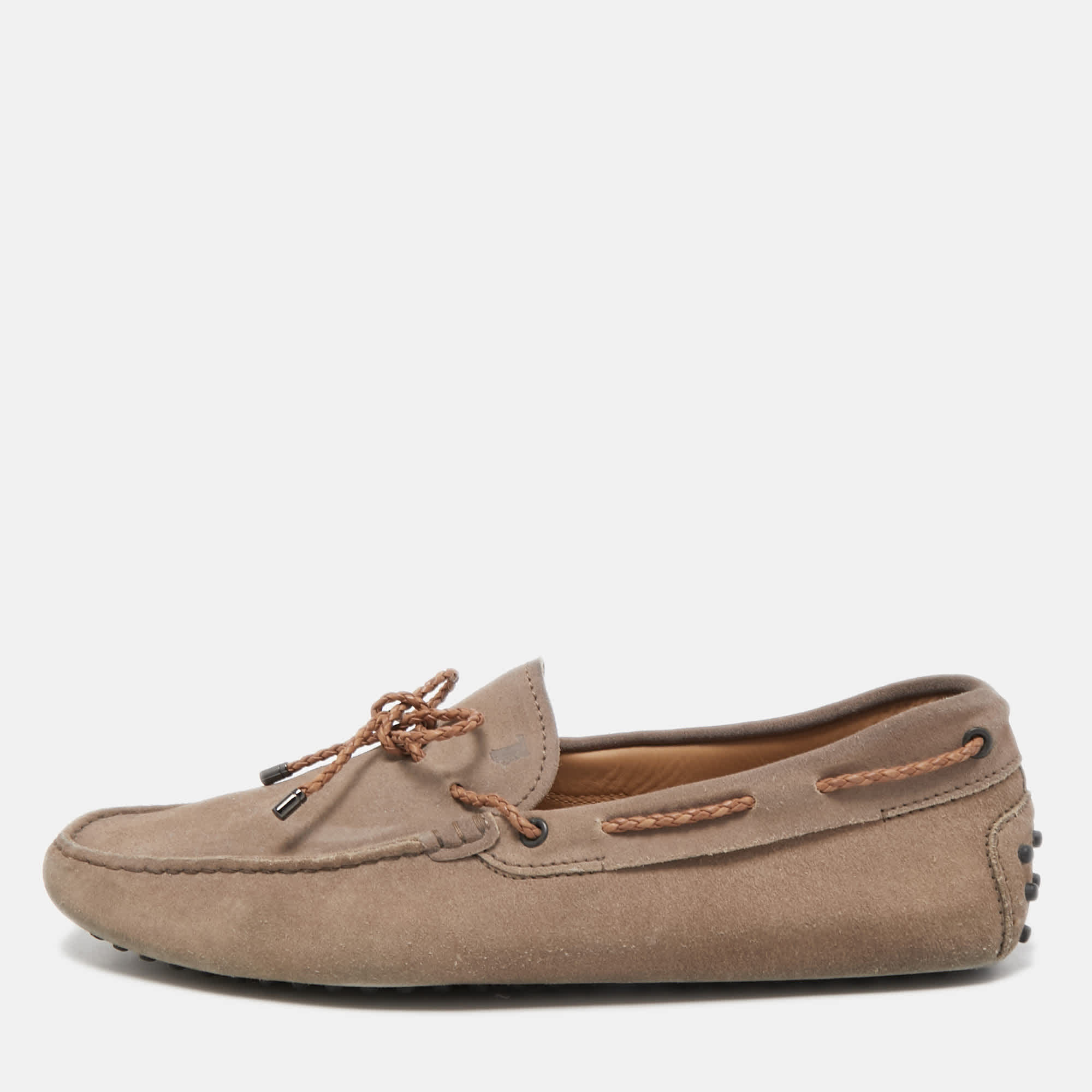 Tod's Light Brown Suede Bow Slip On Loafers