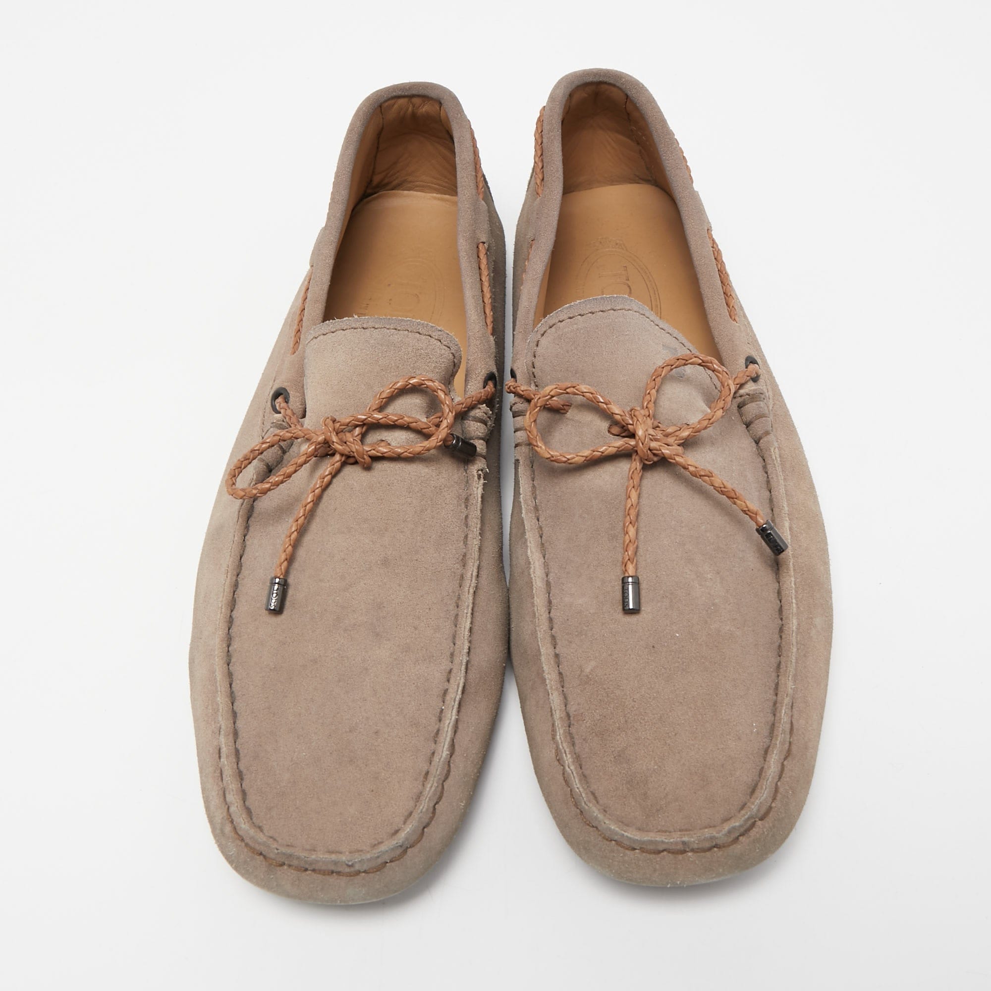 Tod's Light Brown Suede Bow Slip On Loafers