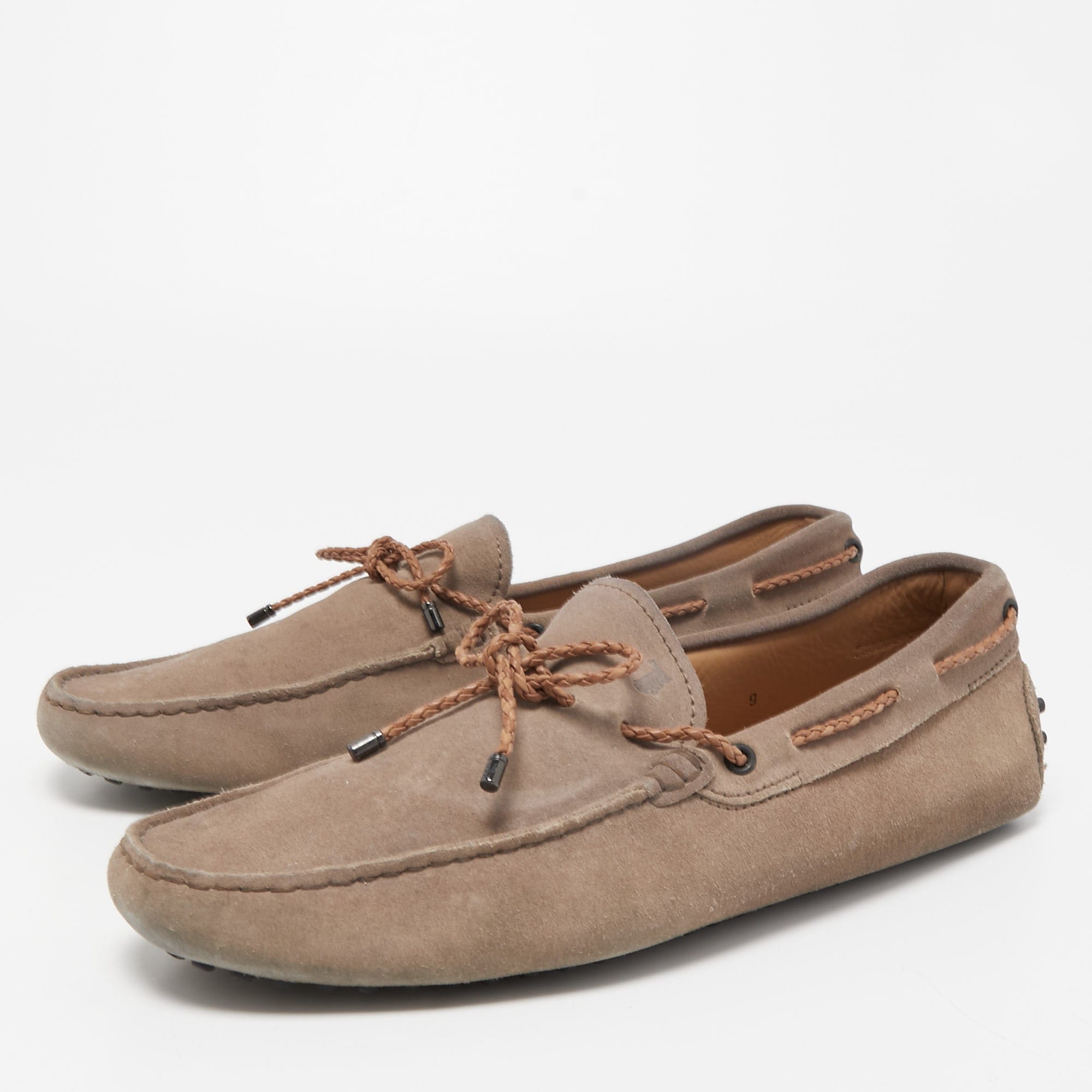 Tod's Light Brown Suede Bow Slip On Loafers