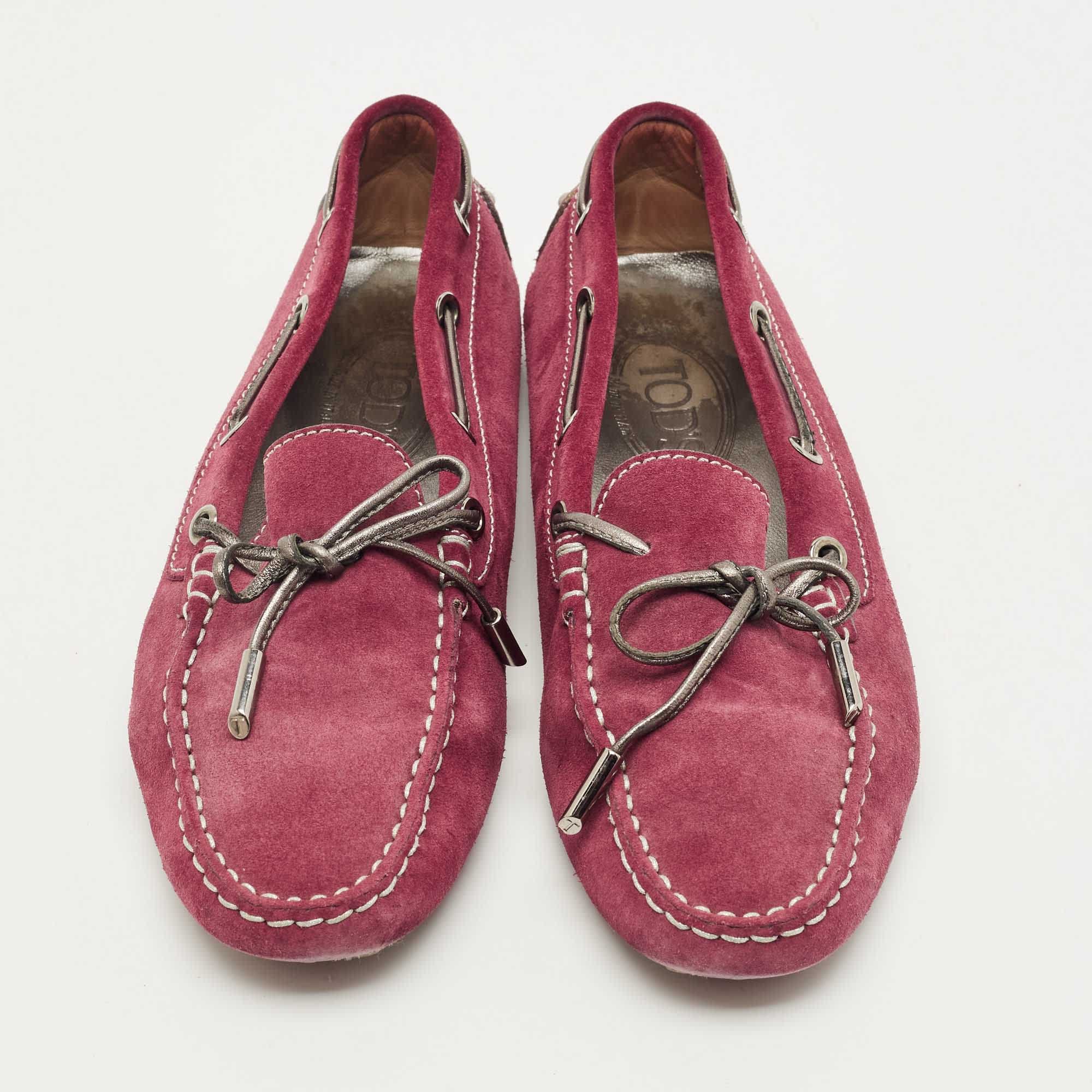 Tod's Purple Suede Gommino Driving Loafers
