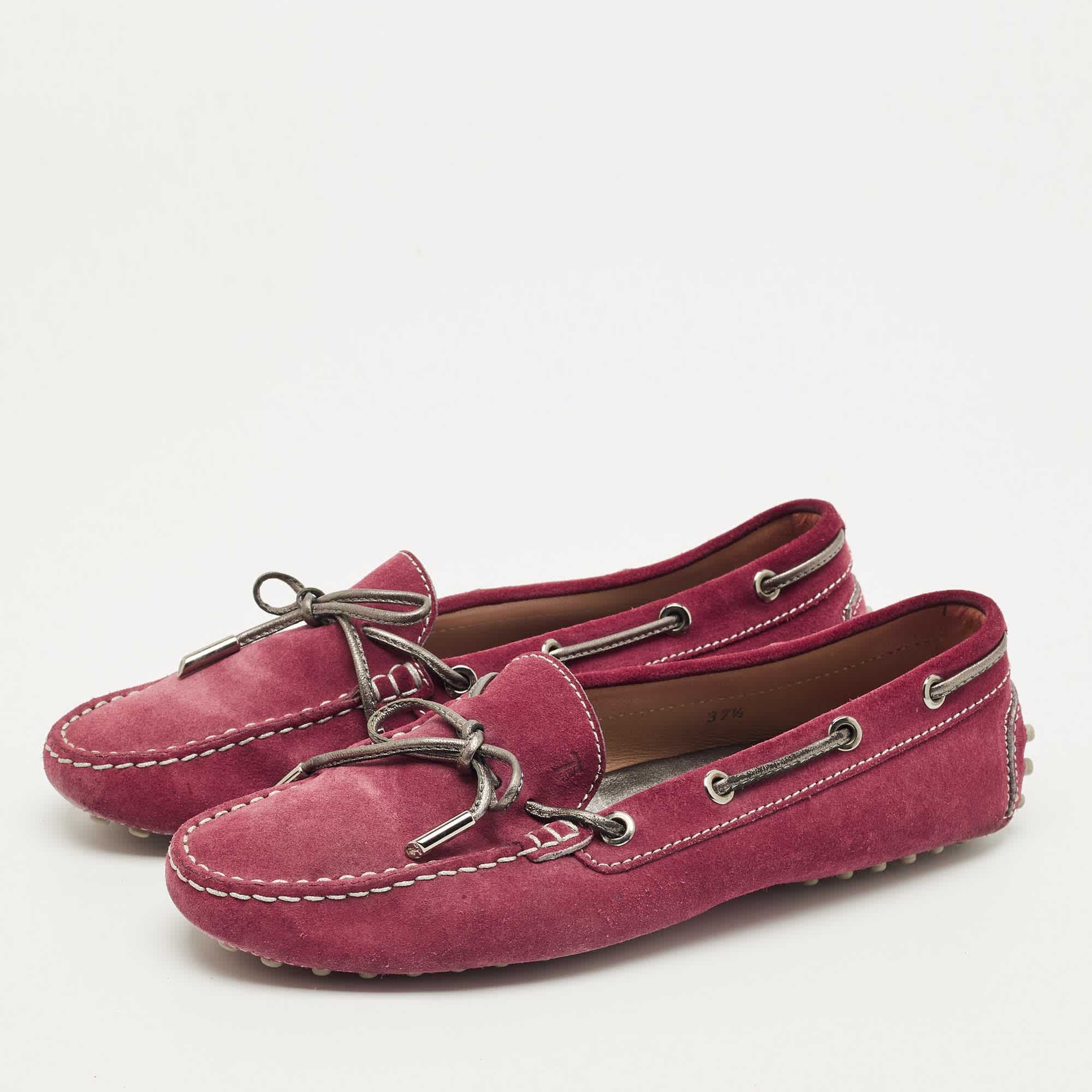Tod's Purple Suede Gommino Driving Loafers