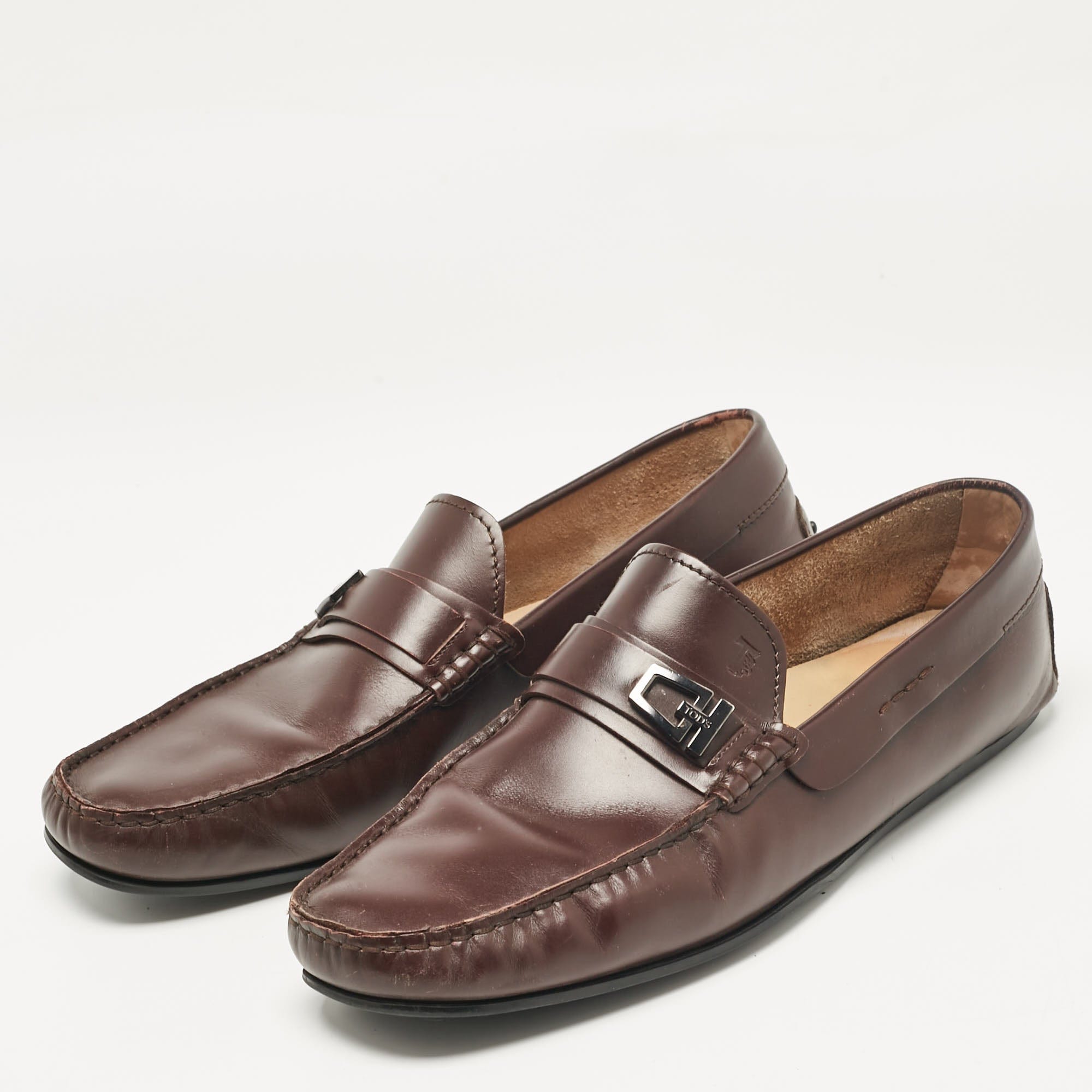 Tod's Brown Leather Slip On Loafers