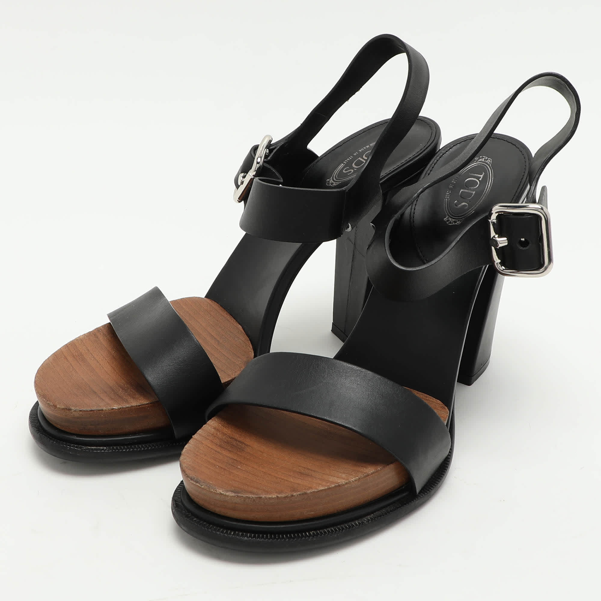 Tod's Black Leather Ankle Strap Sandals