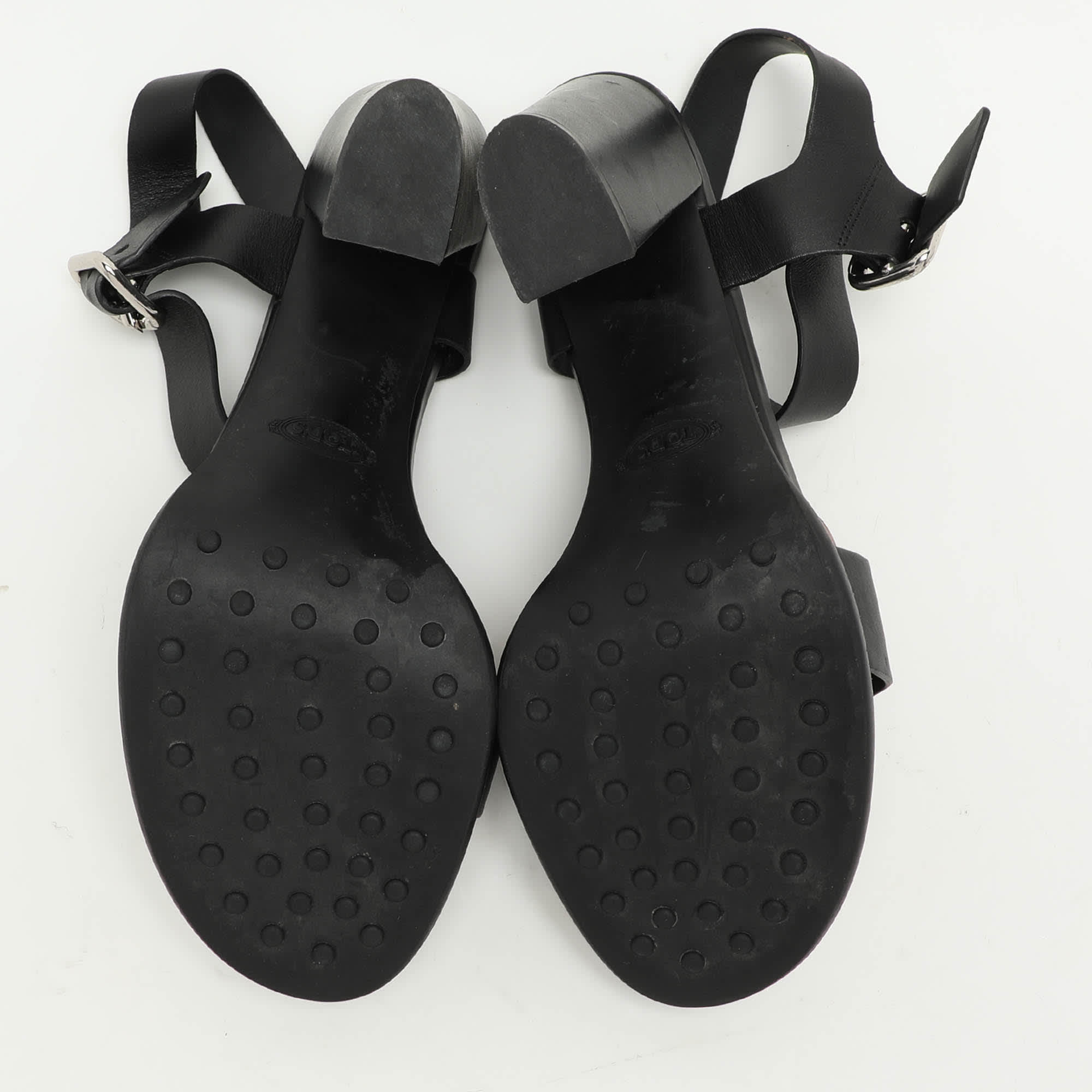 Tod's Black Leather Ankle Strap Sandals