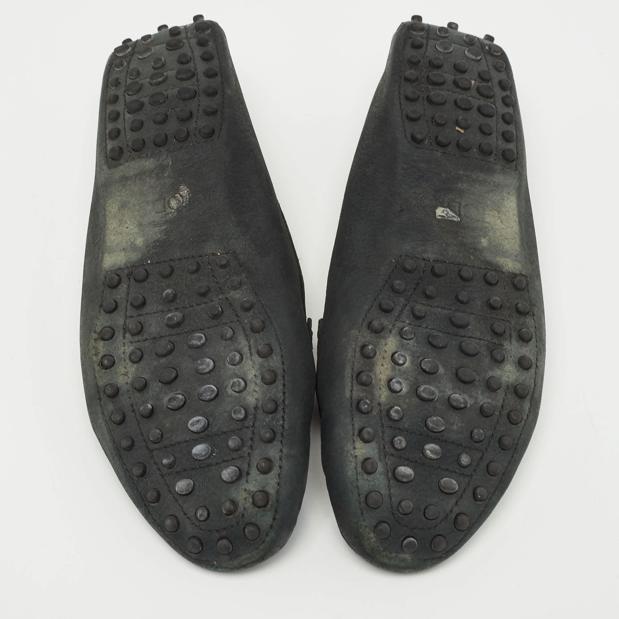 Tod's Black Textured Nubuck Leather Buckle Loafers