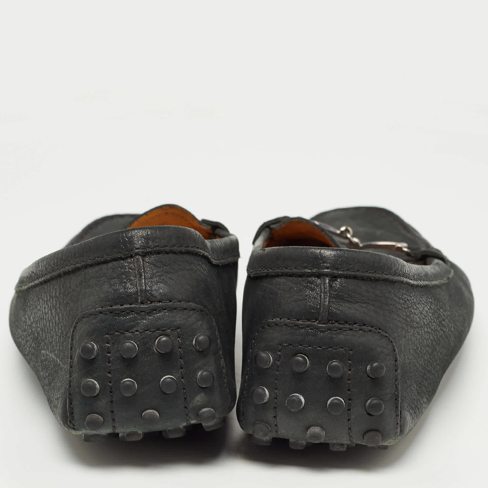 Tod's Black Textured Nubuck Leather Buckle Loafers