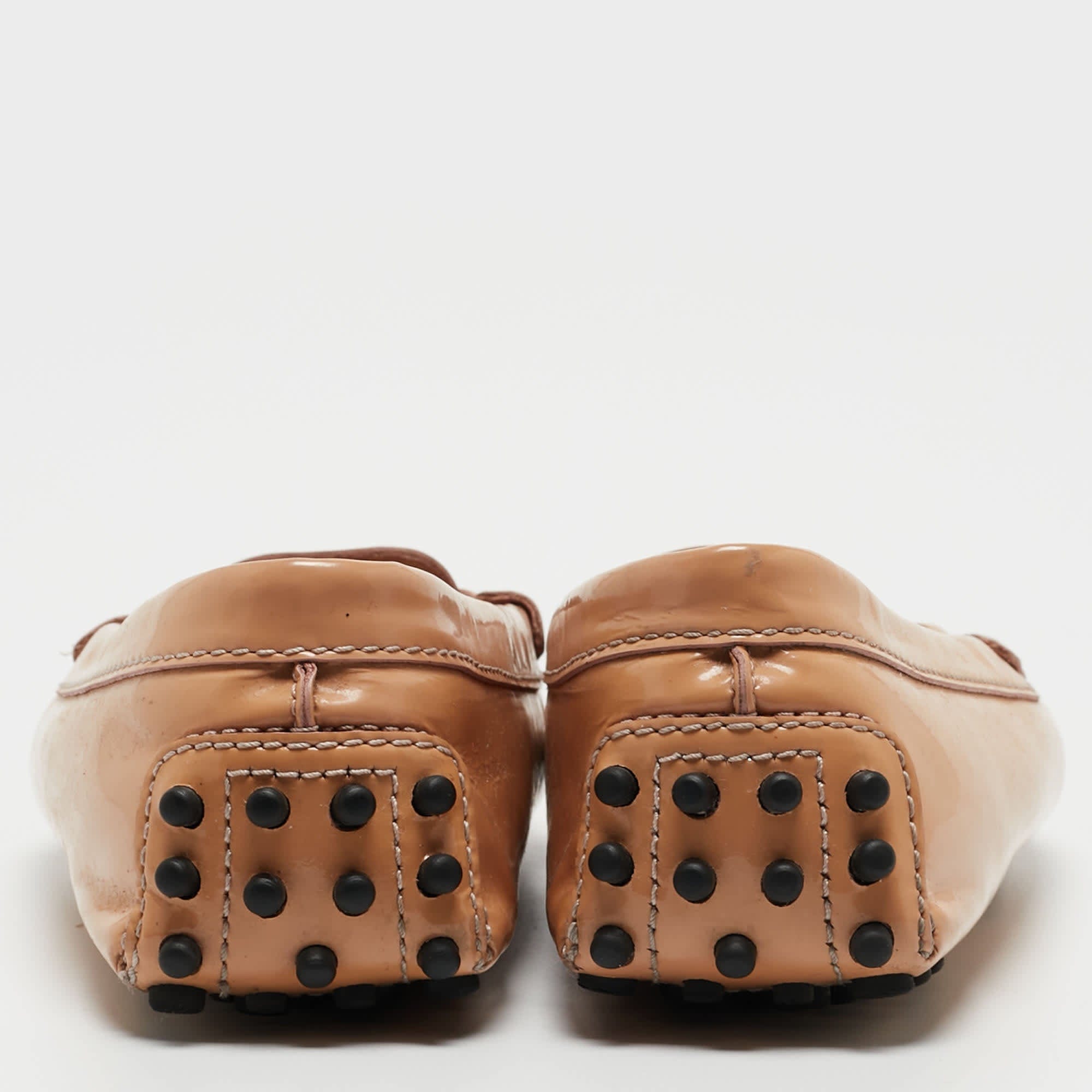 Tod's Beige Patent Slip On Loafers