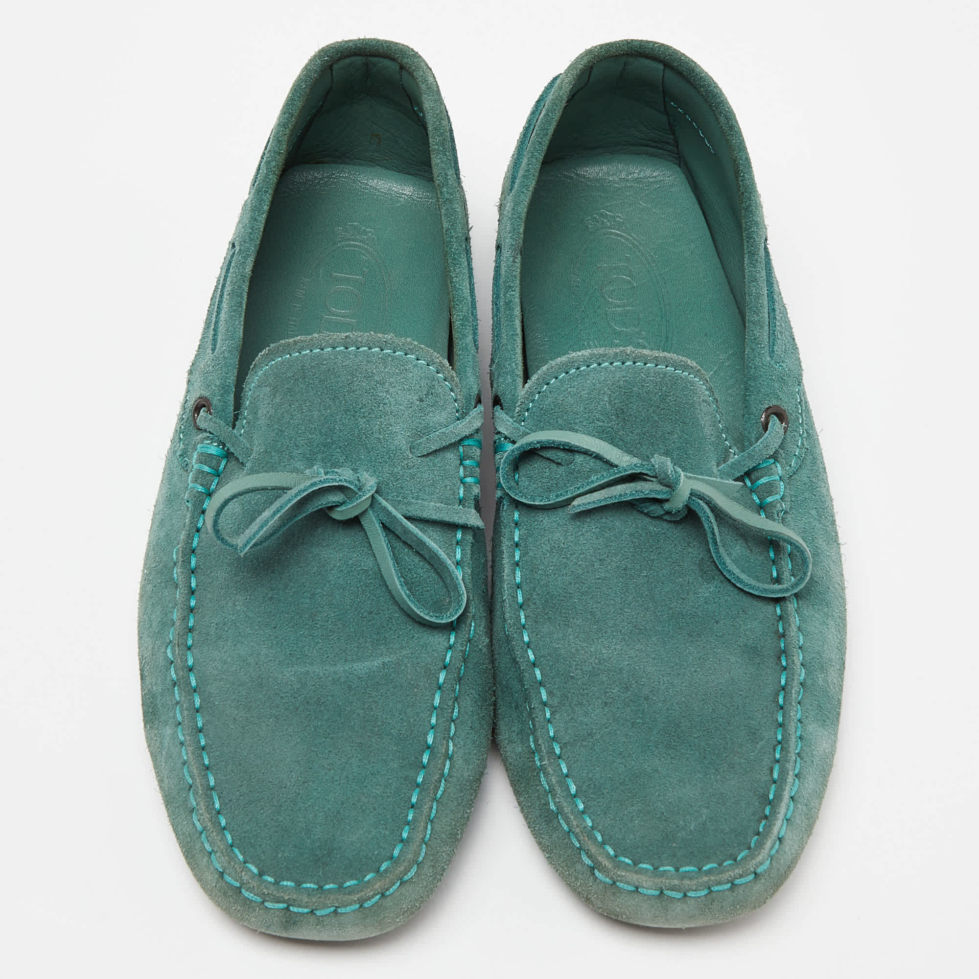 Tod's Green Suede Gommino Slip On Loafers
