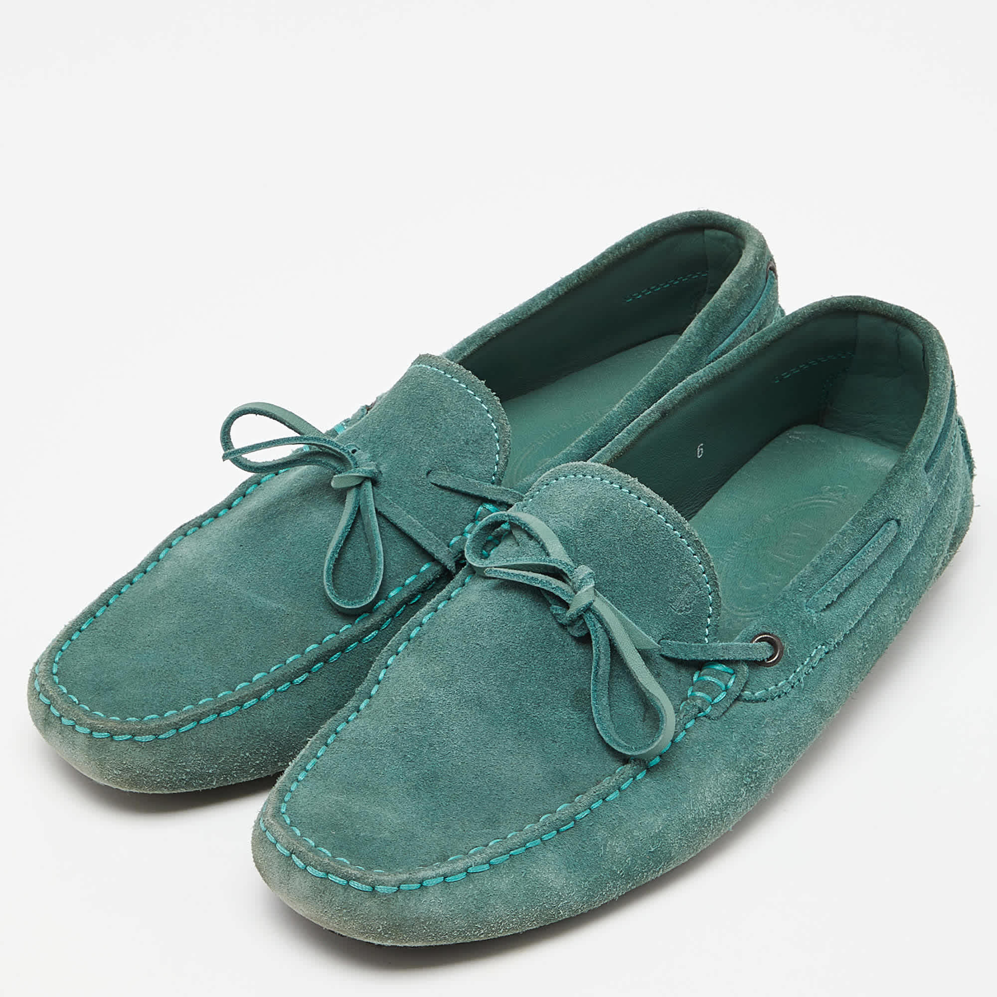 Tod's Green Suede Gommino Slip On Loafers