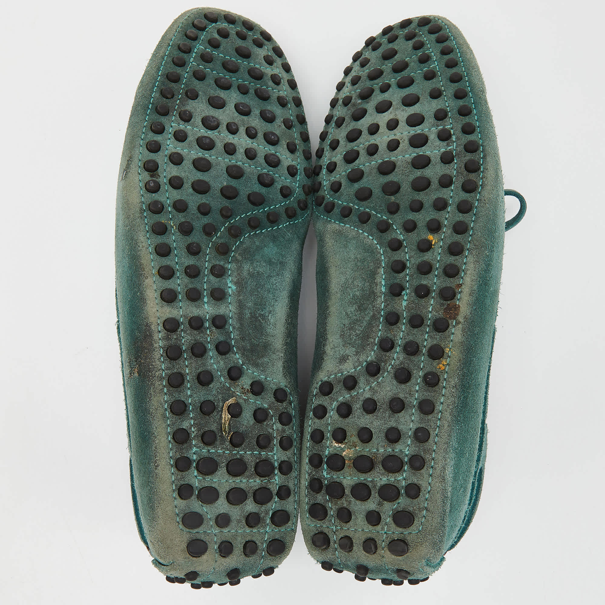Tod's Green Suede Gommino Slip On Loafers