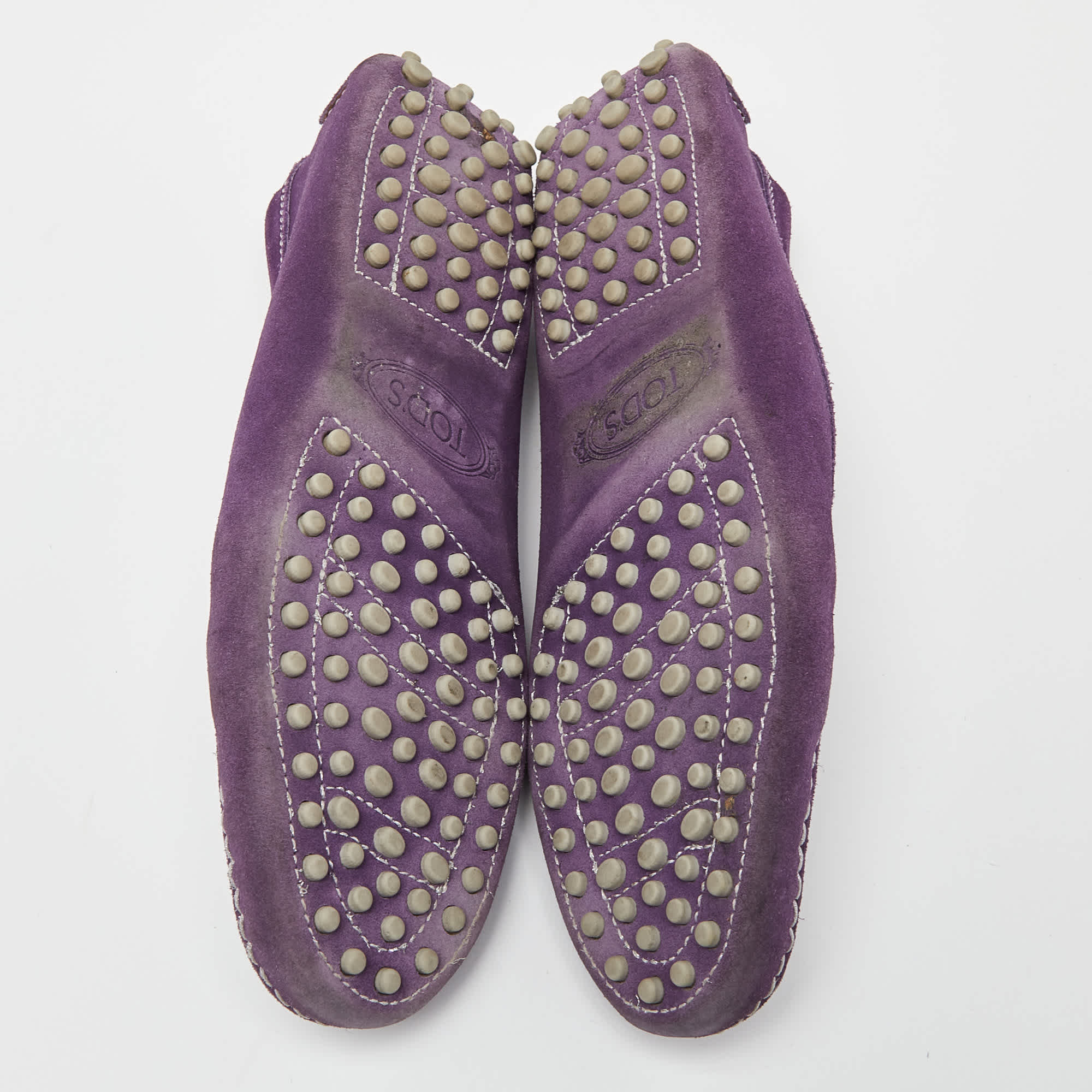 Tod's Purple Suede Gommino Penny Slip On Loafers