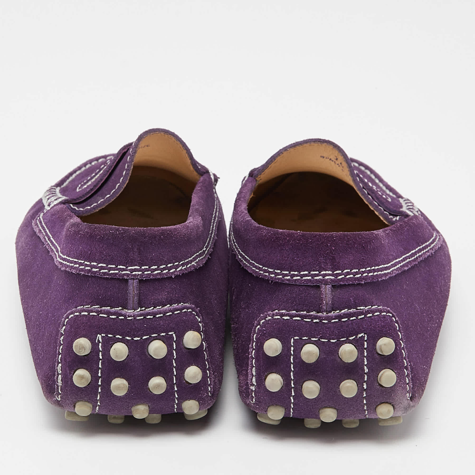 Tod's Purple Suede Gommino Penny Slip On Loafers