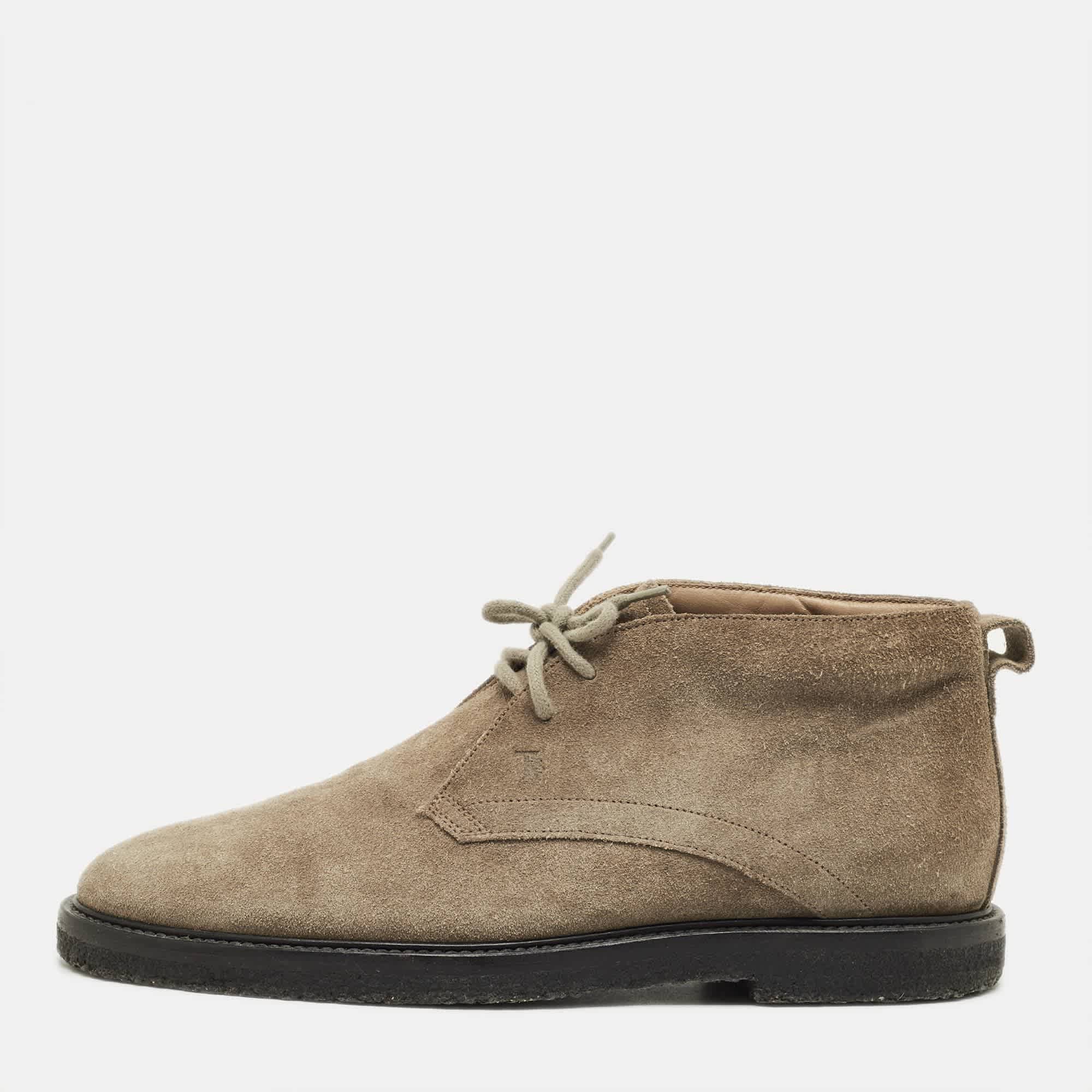 Tod's Grey Suede Lace Up Ankle Length Boots