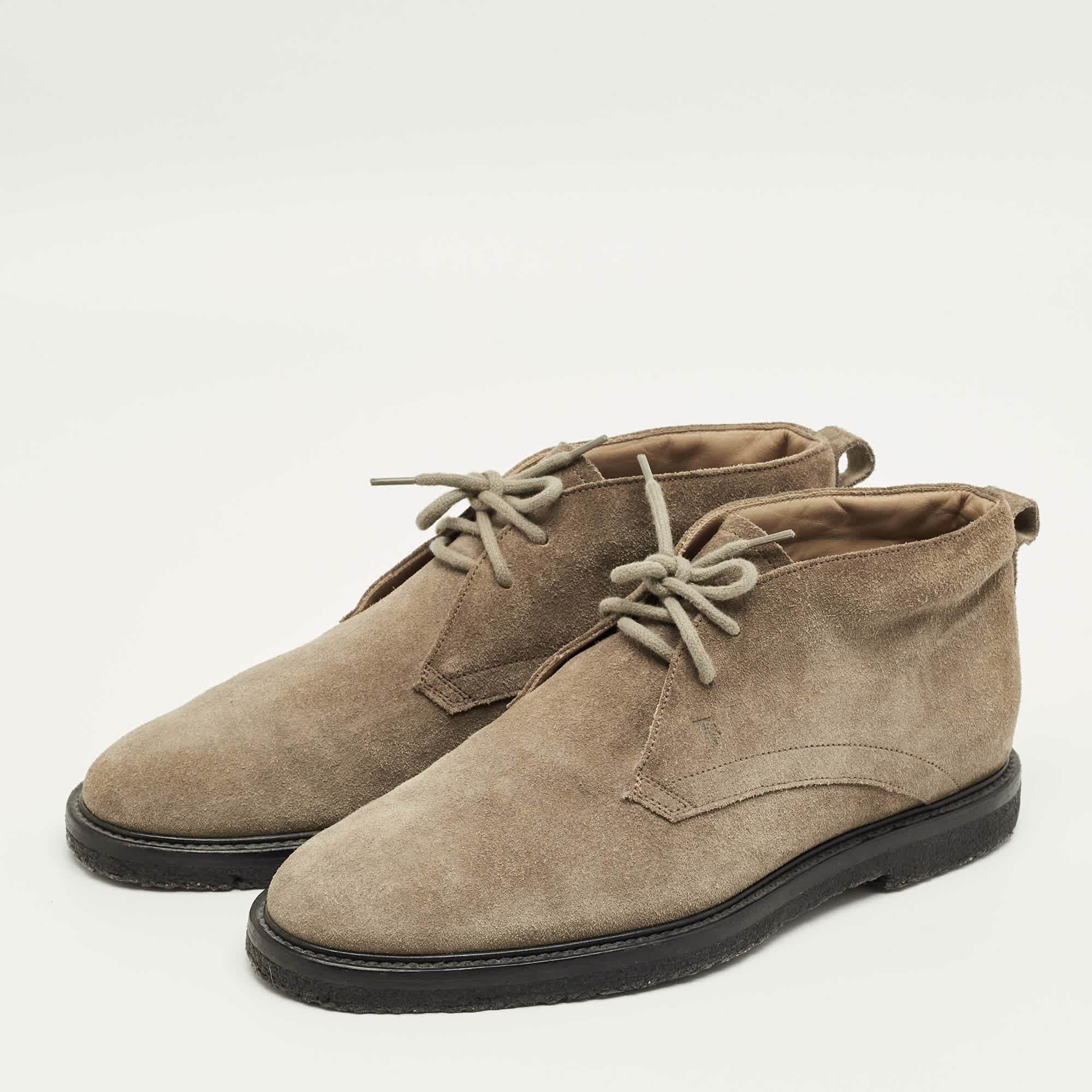 Tod's Grey Suede Lace Up Ankle Length Boots