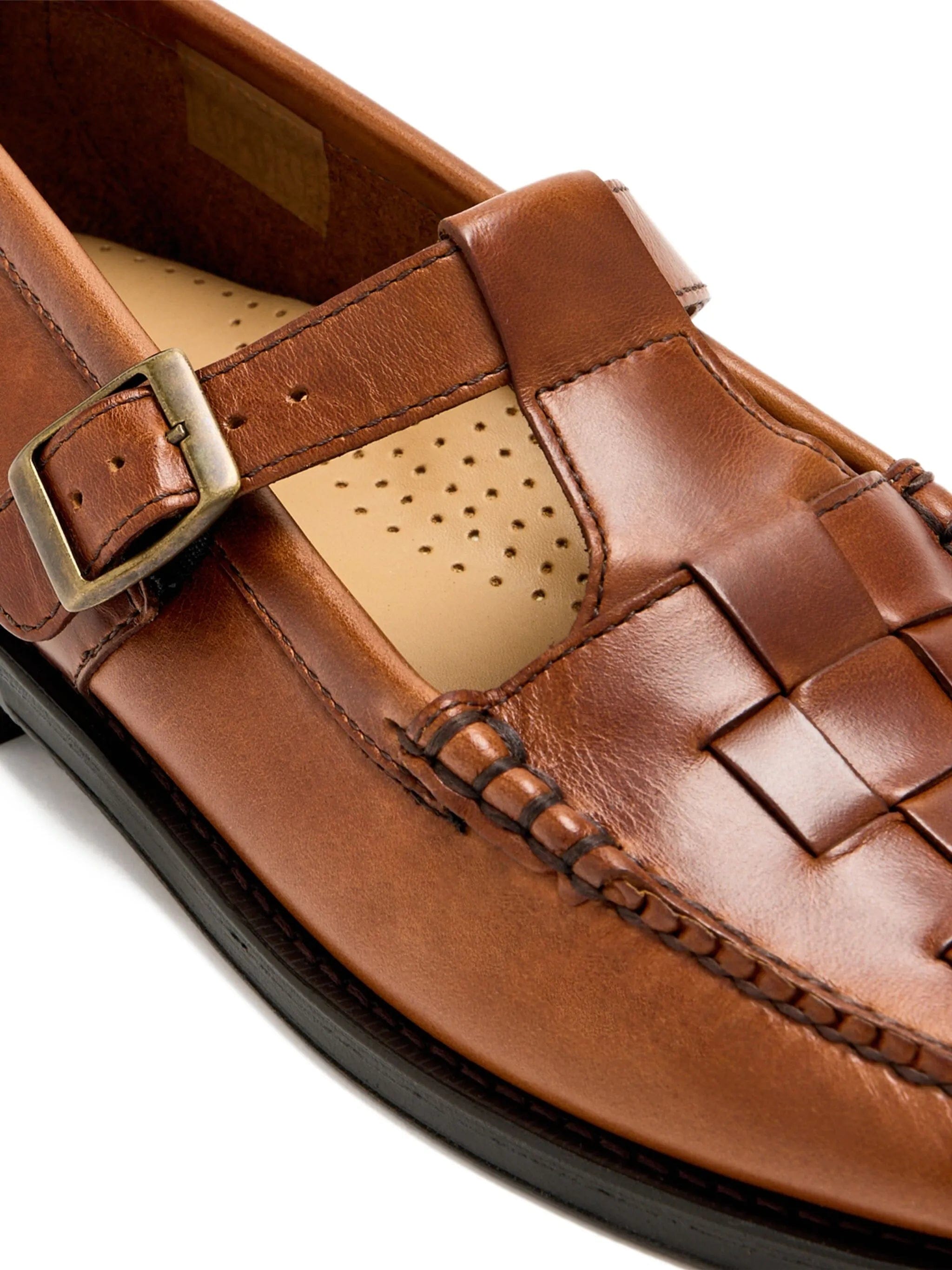 G.h.bass woven buckled monk shoes