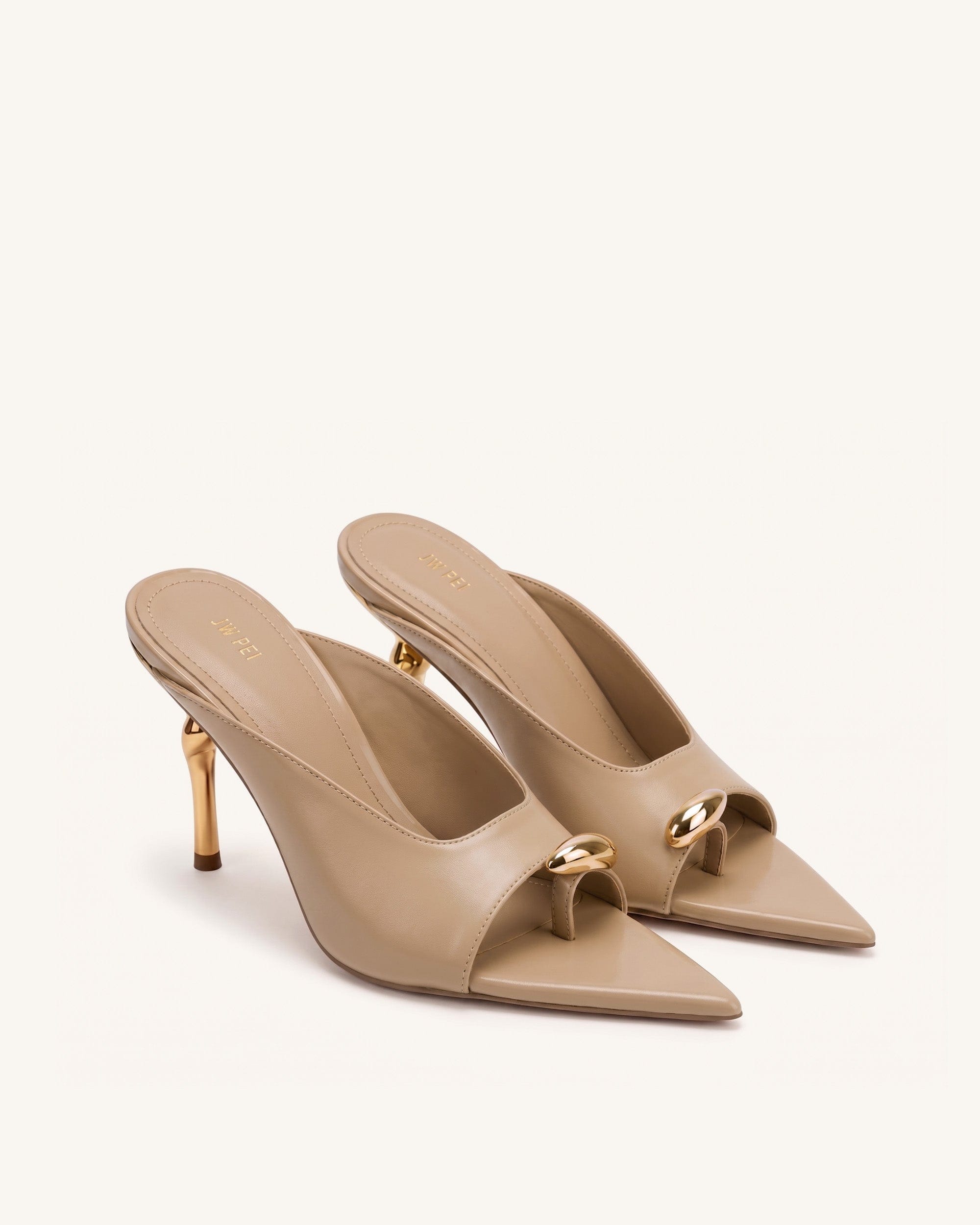 Jw Pei Noemi Pointed Toe Mule Heels Khaki