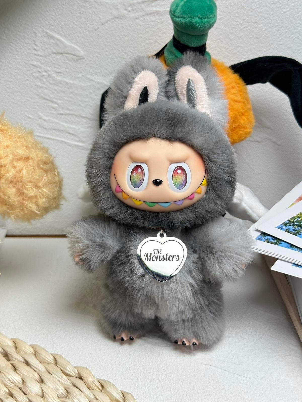 Handmade Labubu Big Into Energy ID – Grey Plush Doll