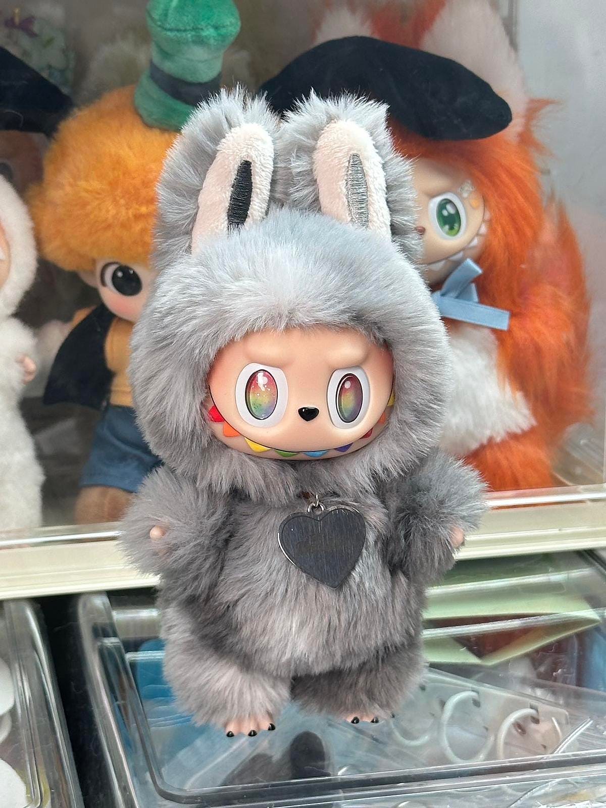 Handmade Labubu Big Into Energy ID – Grey Plush Doll